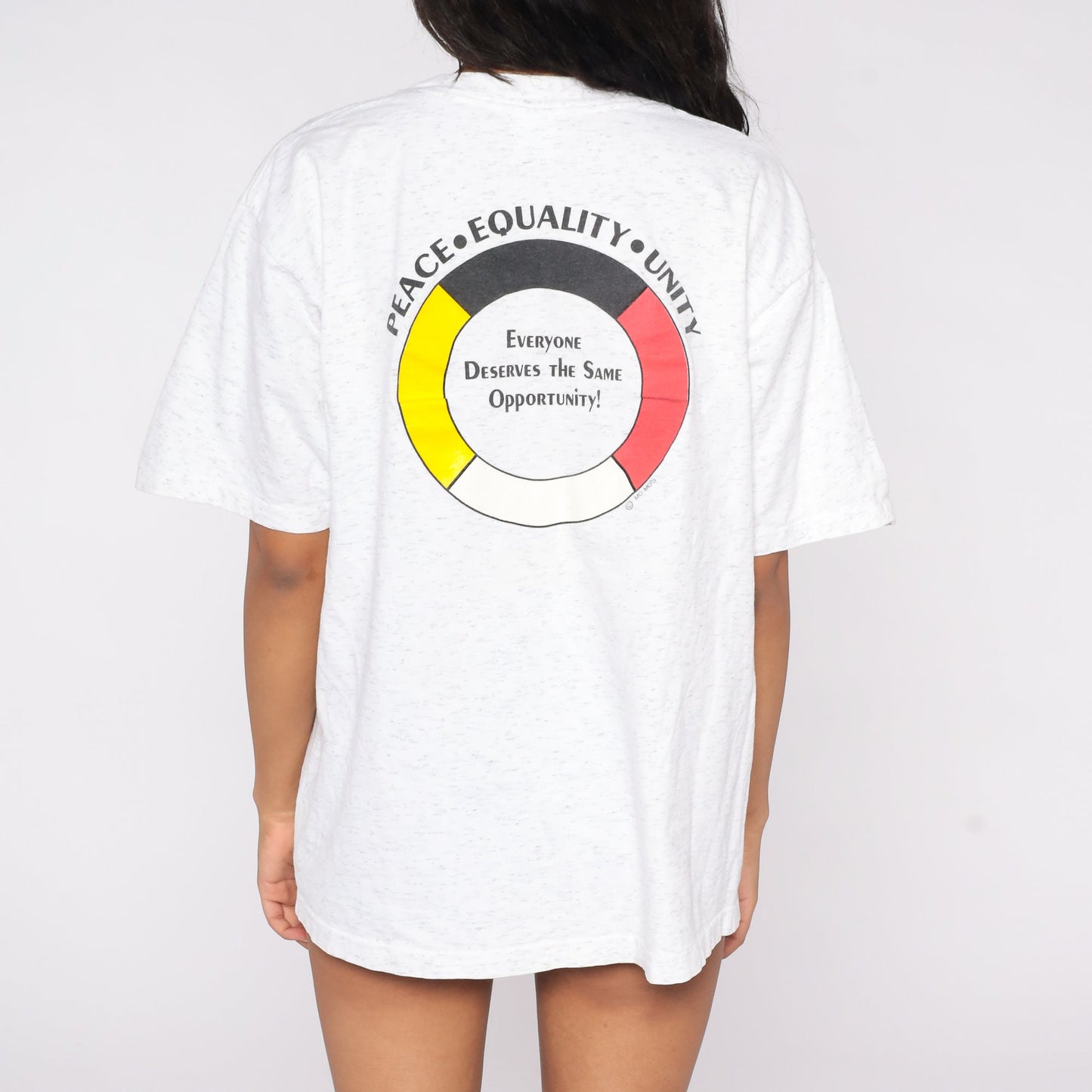 90s United Front Outerwear Peace Equality Unity Graphic Tee Grey Extra Large