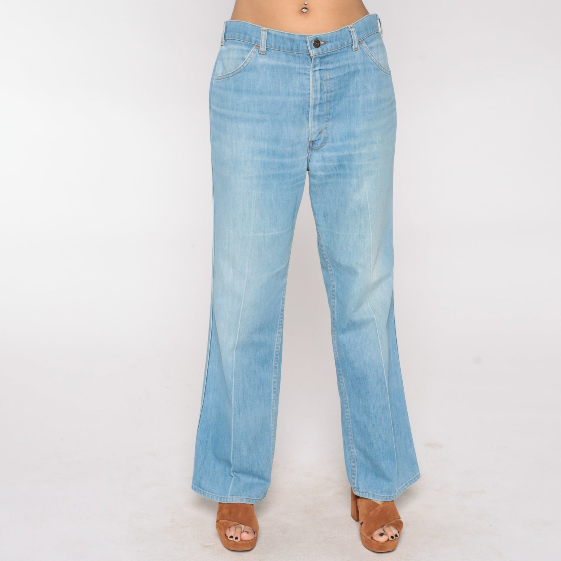 70s Levis Bell Bottom Jeans High Waist Blue Denim Flared 32