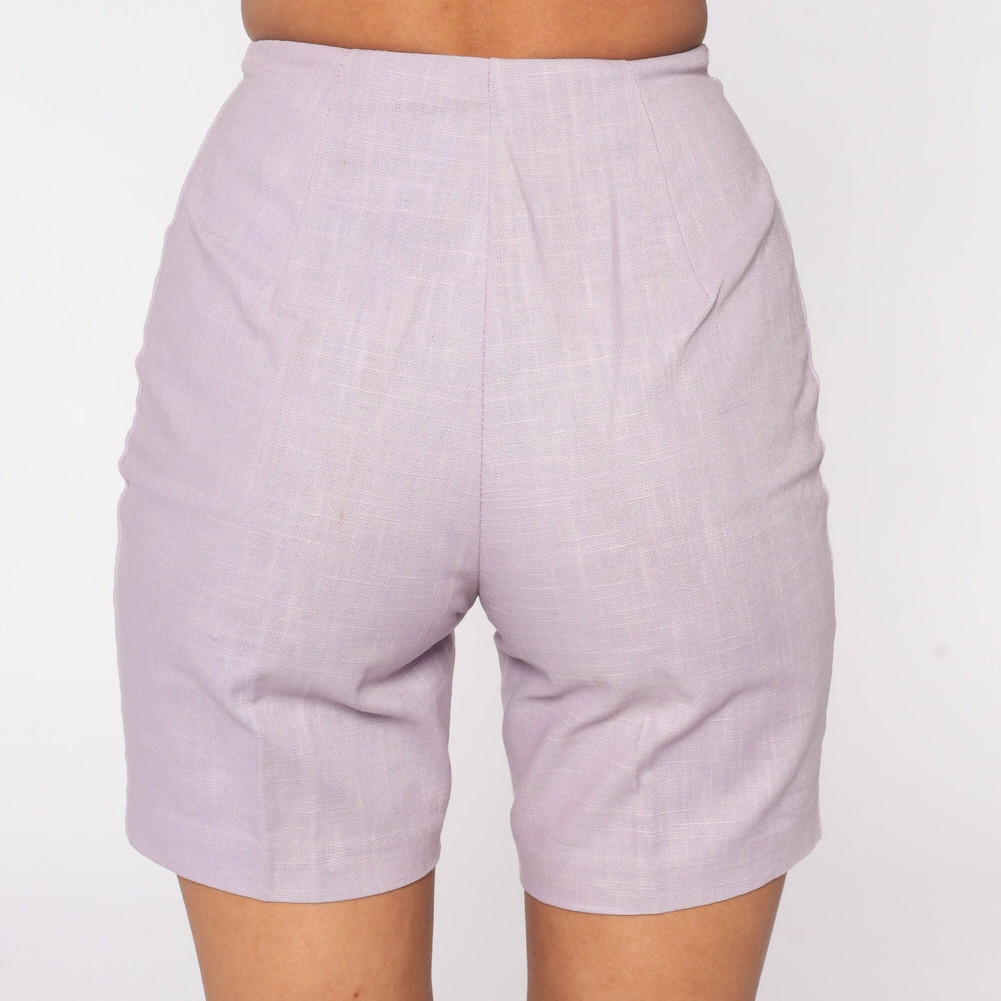 60s Lavender High-Waisted Shorts Slim Fit Purple Vintage Extra Small
