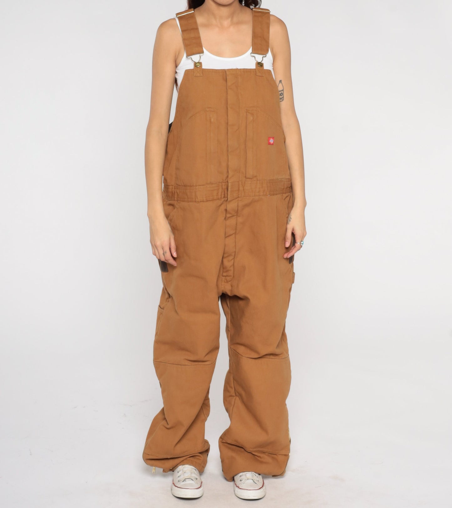 Dickies Quilted Insulated Workwear Overalls Brown Cotton Mens XXL