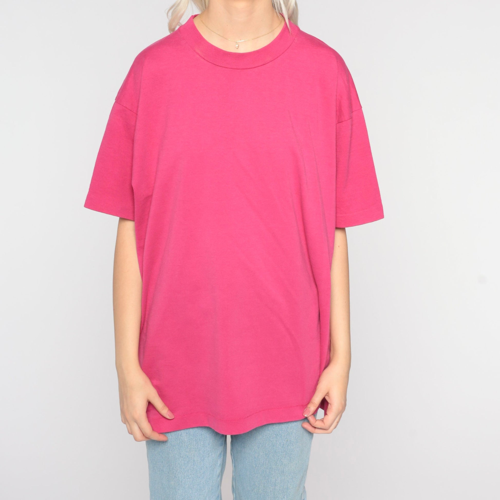 80s Fruit of the Loom Hot Pink Single Stitch T-Shirt Extra Large XL