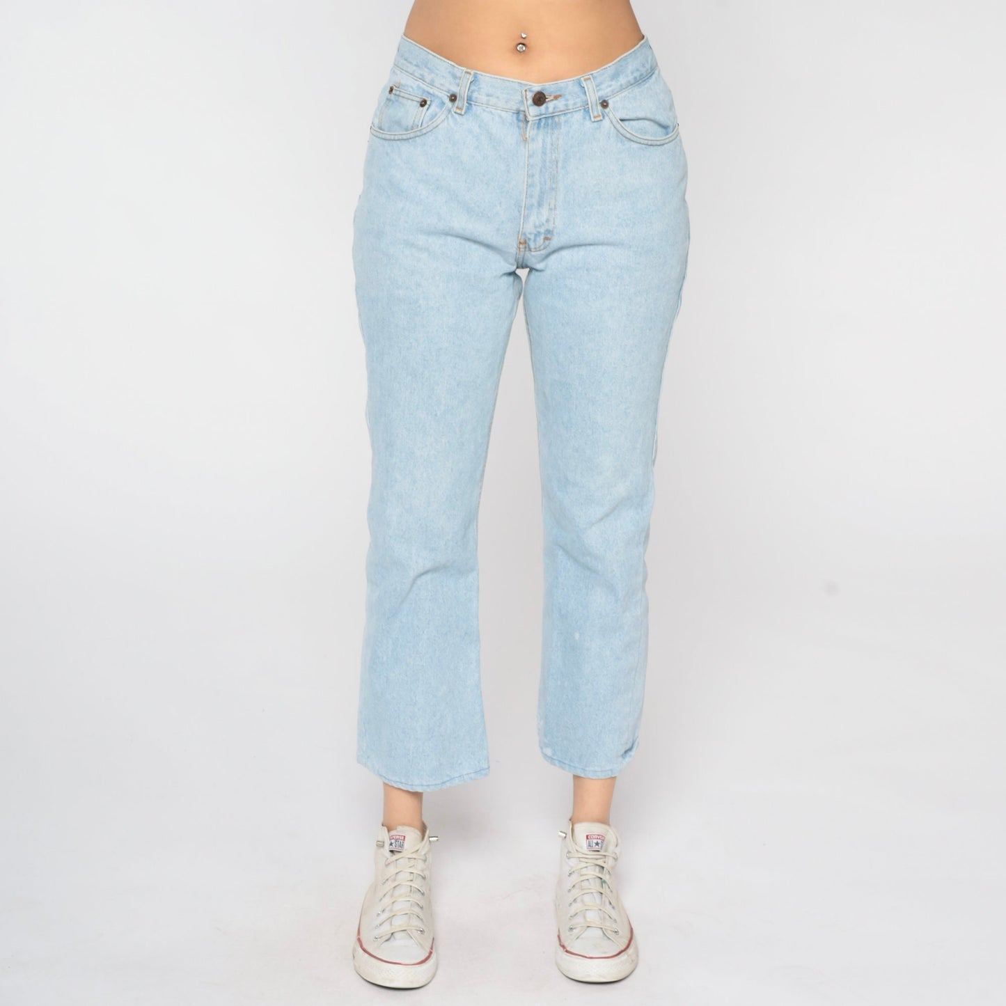 00s Light Wash Straight Leg Jeans Mid Rise Crop Denim Light Blue Size 8