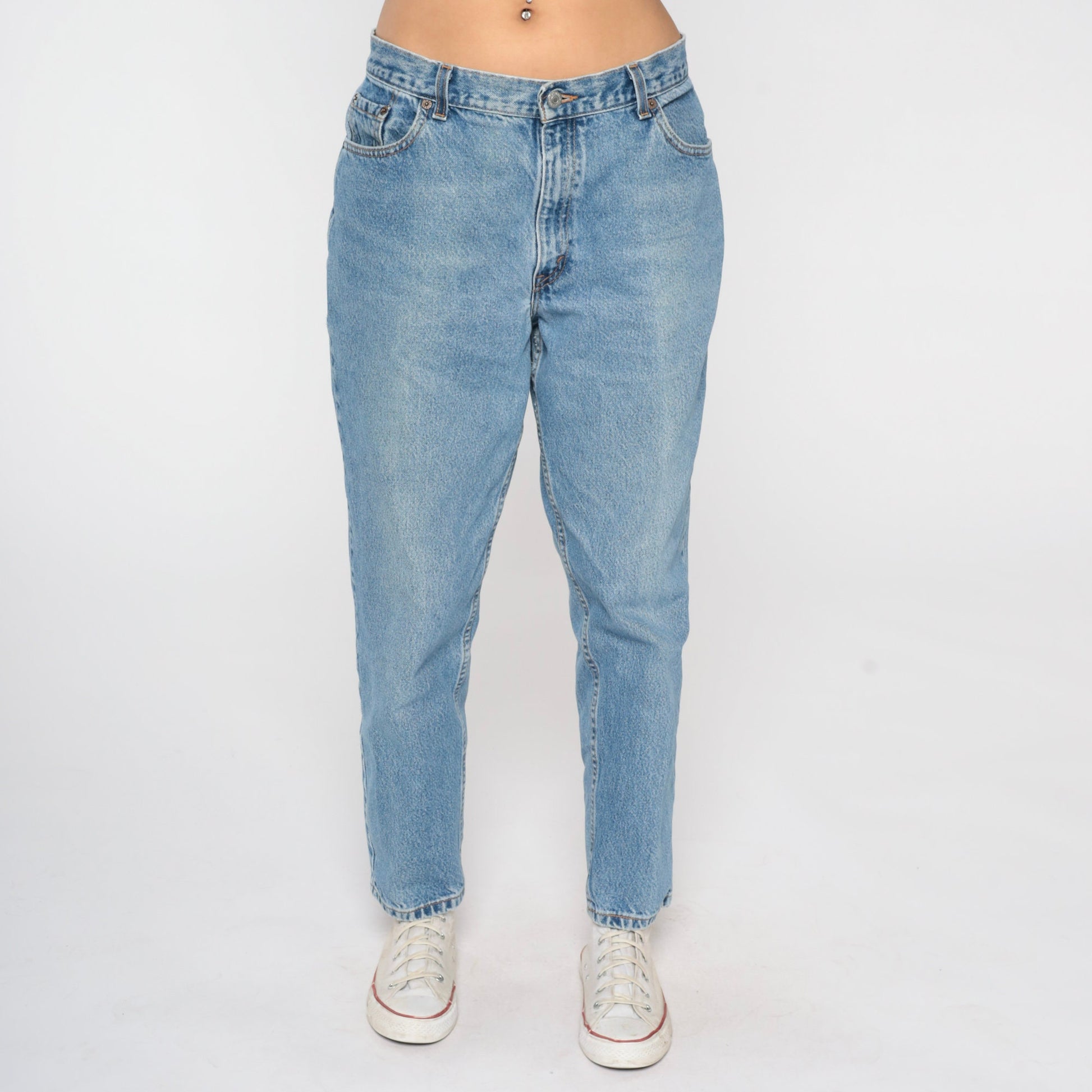 Levi's 550 High Waist Jeans 80s Blue Denim Tapered Leg Made USA 14