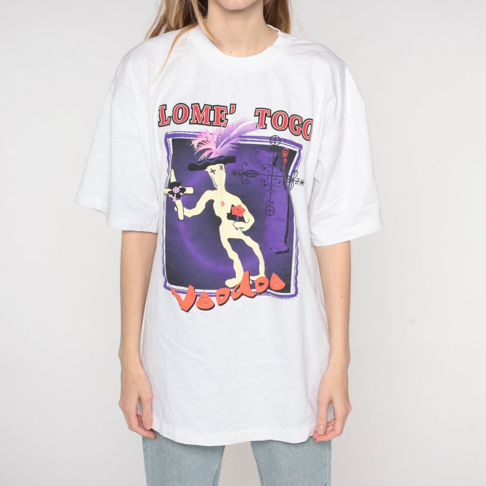90s Lome Togo Voodoo Market Graphic T-Shirt Princess Cruises Cotton Extra Large XL