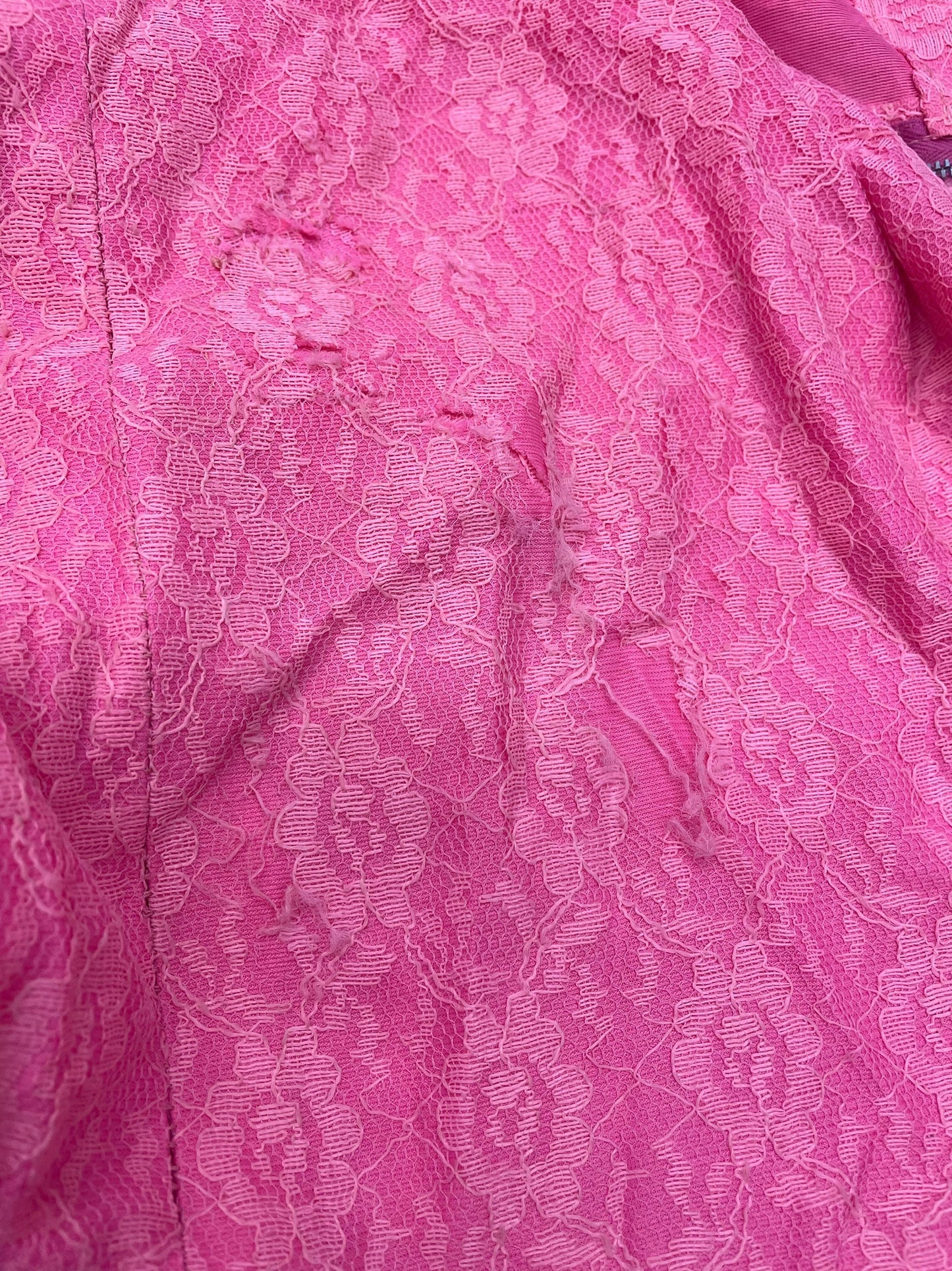 60s Pink Lace Midi Dress Shift Sleeveless High Waist Large