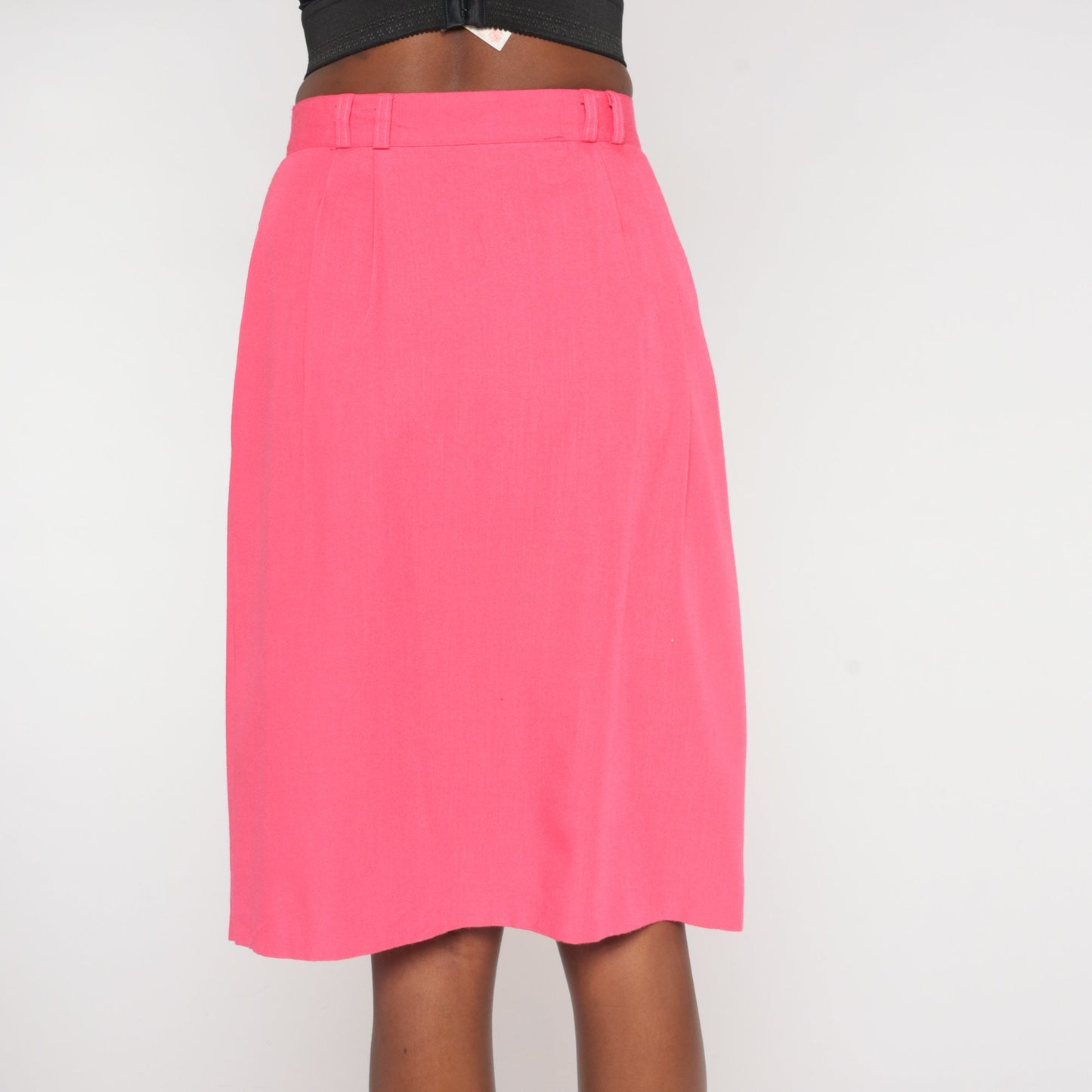 90s Pink Pencil Skirt High Waisted Knee Length Front Slit Medium 8