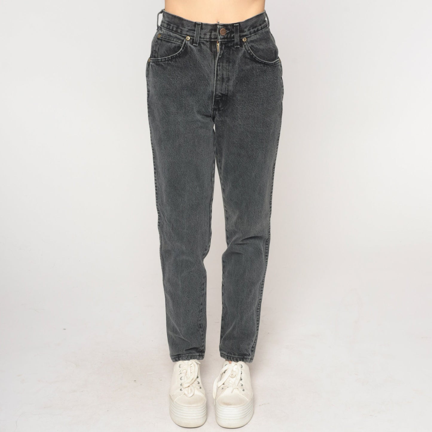 90s Black Tapered High-Waist Denim Jeans Extra Small XS