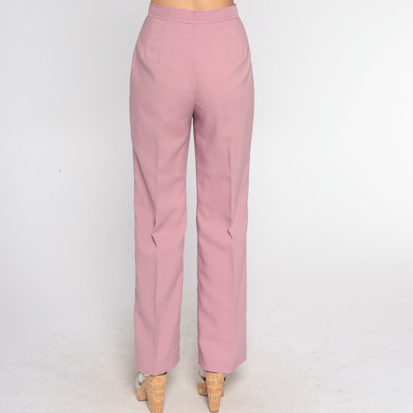 70s Mauve Pink High-Waisted Bell Bottom Pants Small
