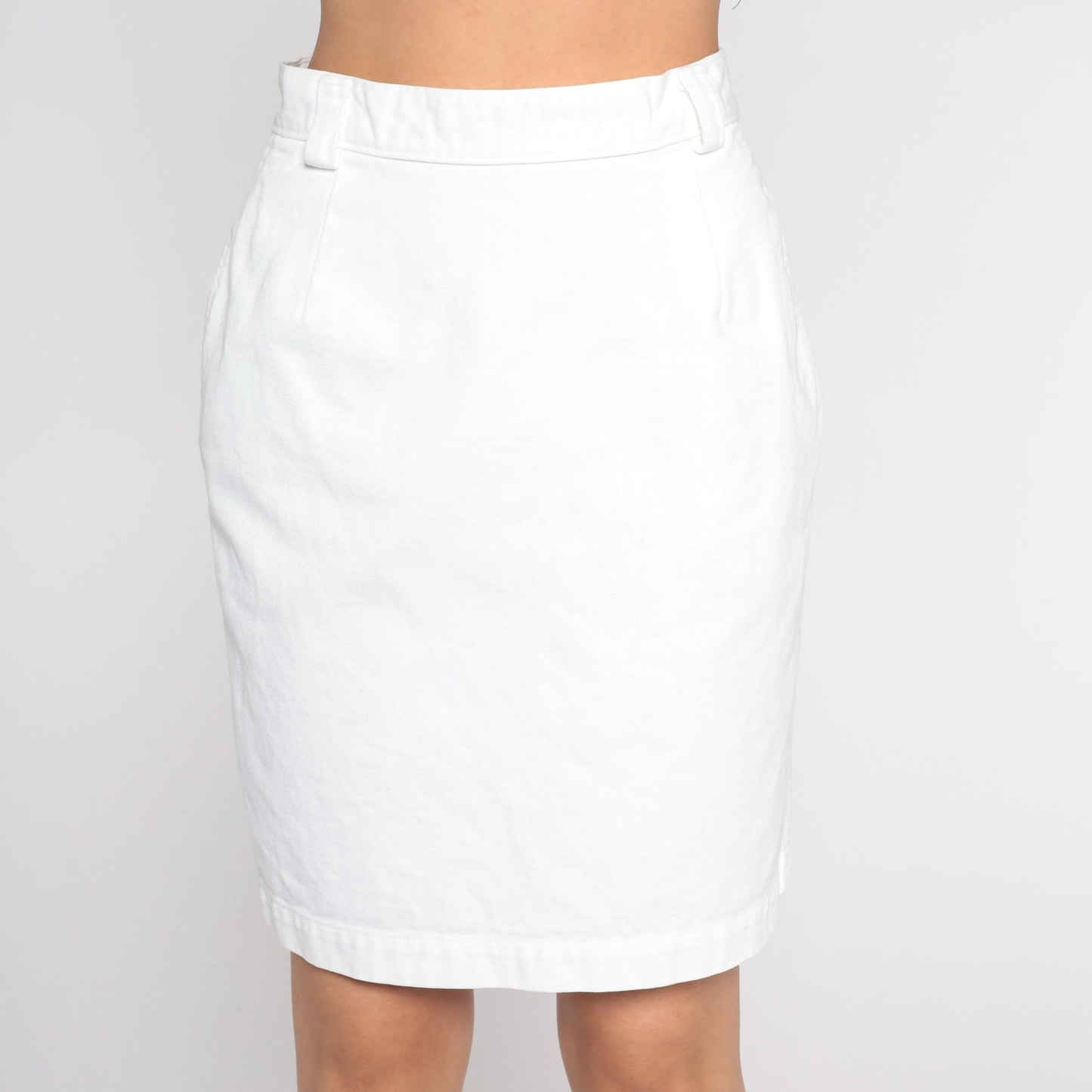 90s Calvin Klein White Denim Mini Skirt High Waisted Pencil Small S