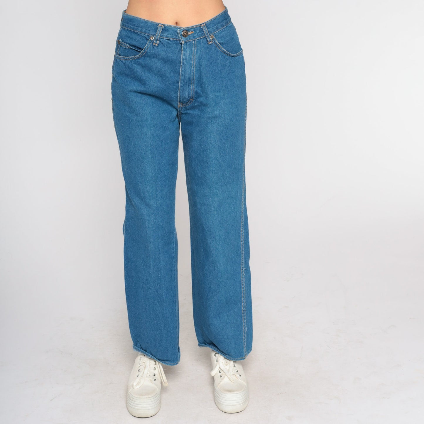 70s High Waisted Straight Leg Jeans Blue Denim Medium 29