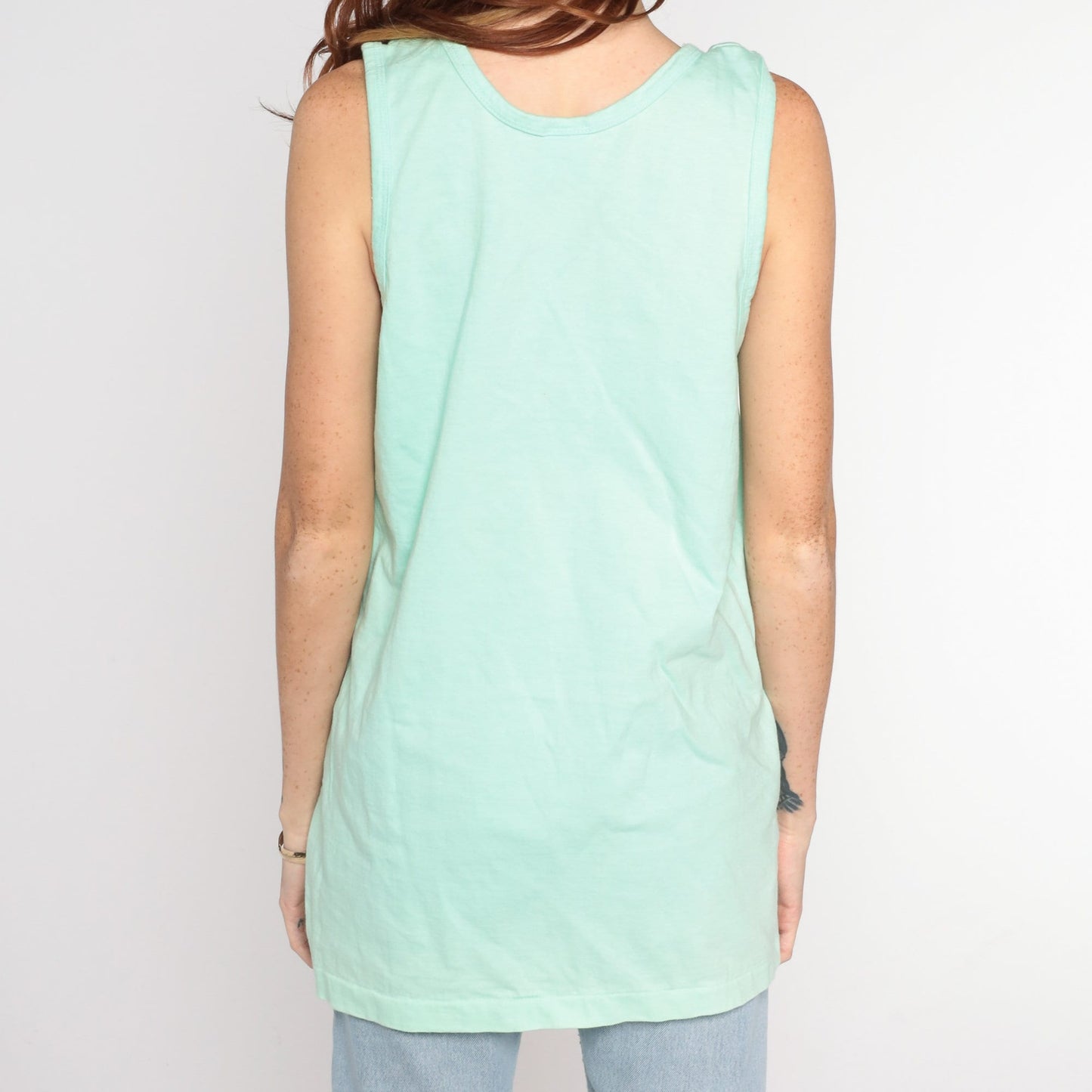 80s Bikini Inspector Tank Top Hawaii Graphic Mint Green Large