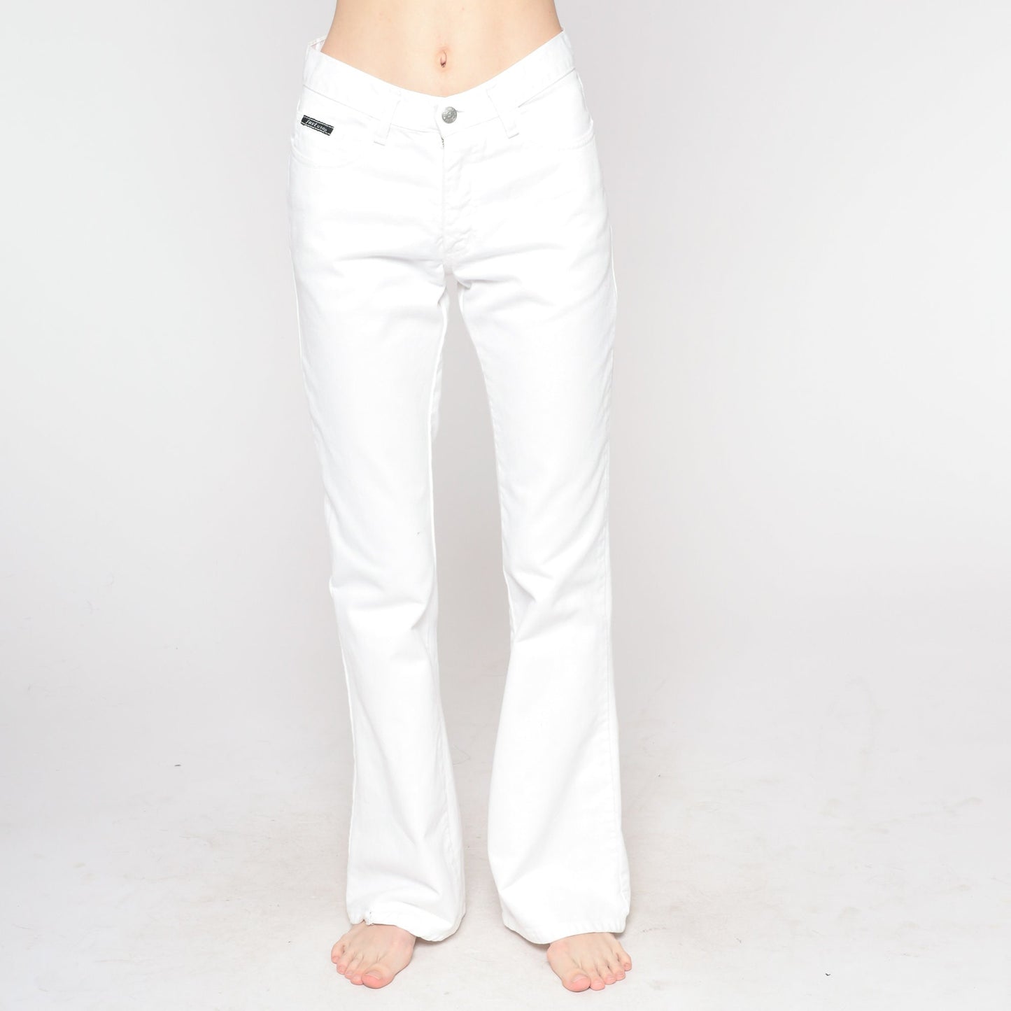 90s White Flared Jeans Low Rise Bell Bottom Denim Extra Small XS