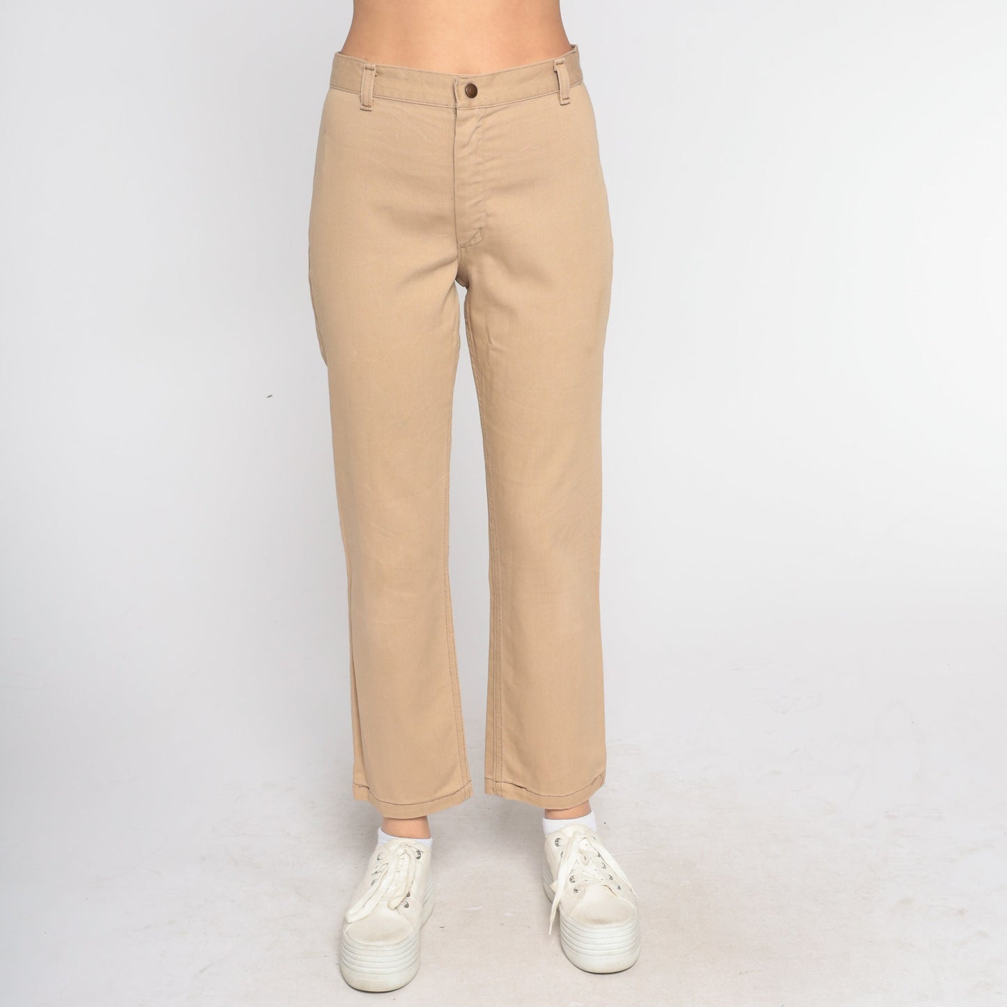 70s Wrangler Tan High-Waist Bootcut Trousers Small S