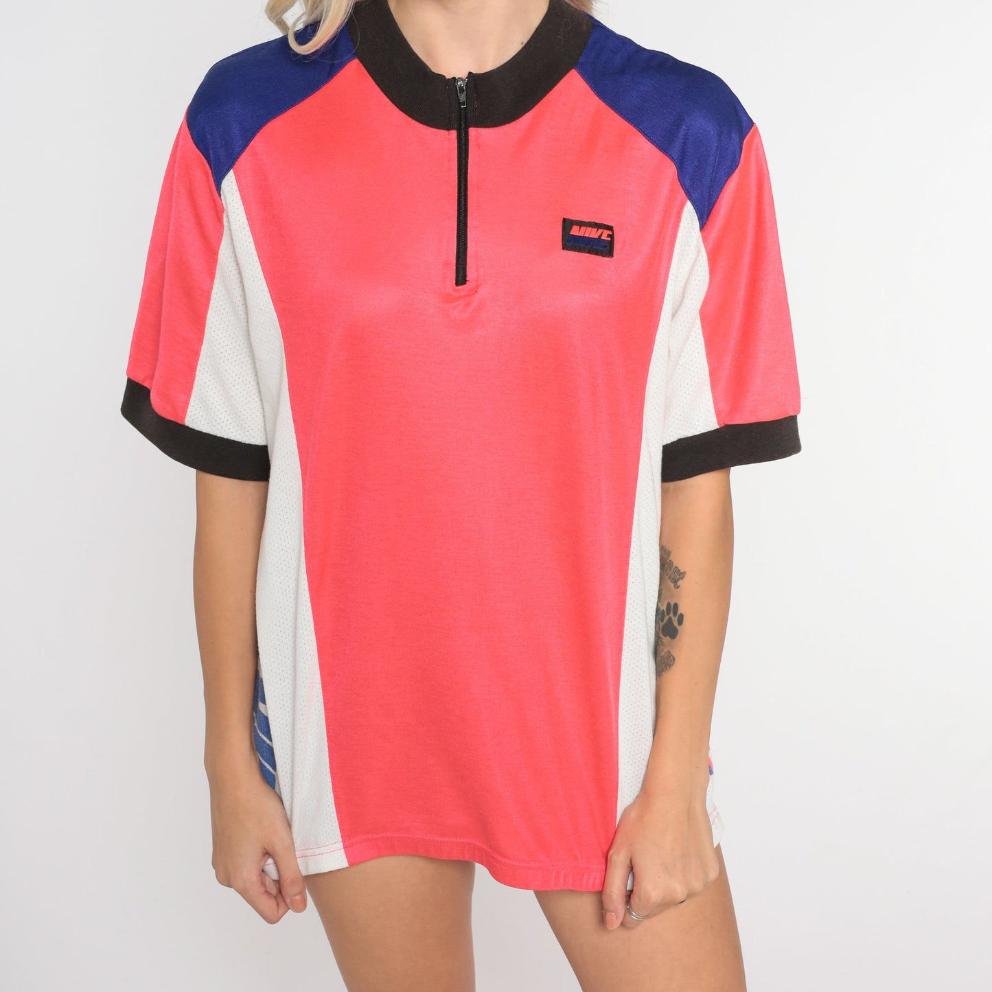 Nike 90s Cycling Jersey Graphic Tee Pink Blue White Extra Large XL