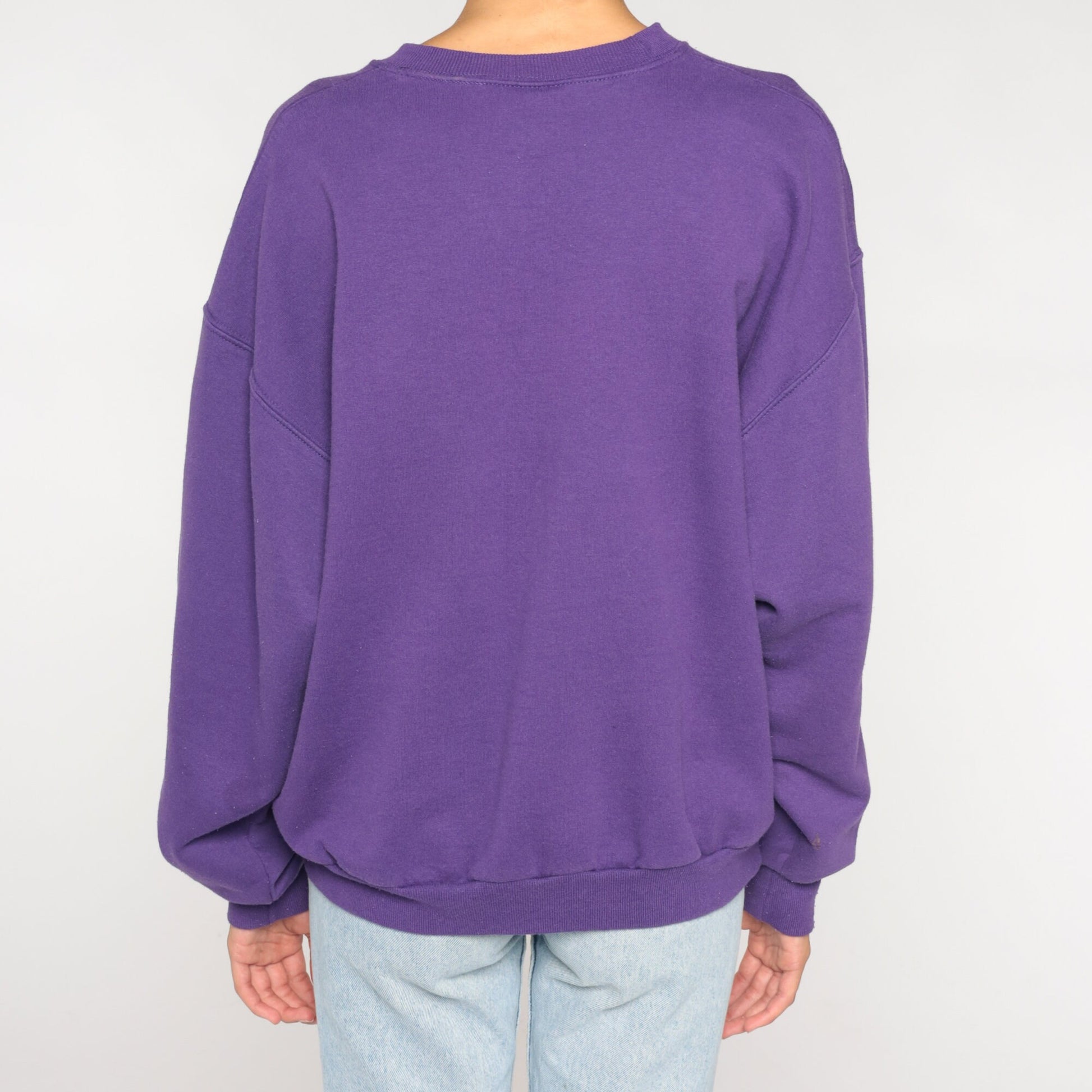 90s Utah Snowy Cabin Graphic Sweatshirt Purple Crewneck Large L
