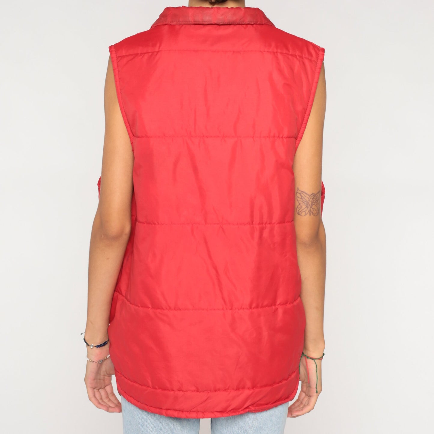 80s KUED 7 PBS Utah Red Puffer Vest Snap Front Skiwear Large