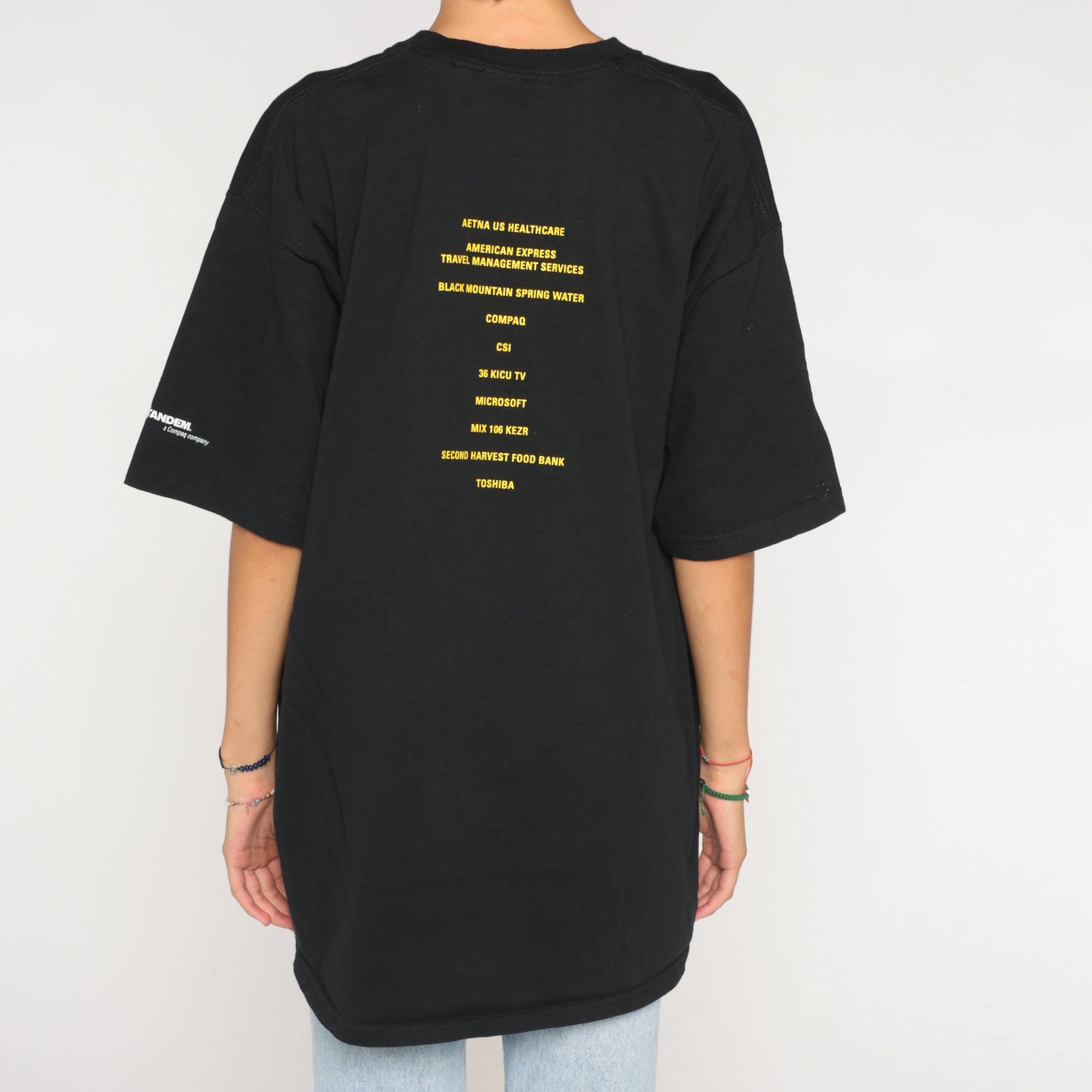 1998 Tandem Up and Running Race Graphic T-Shirt Black Men's Extra Large