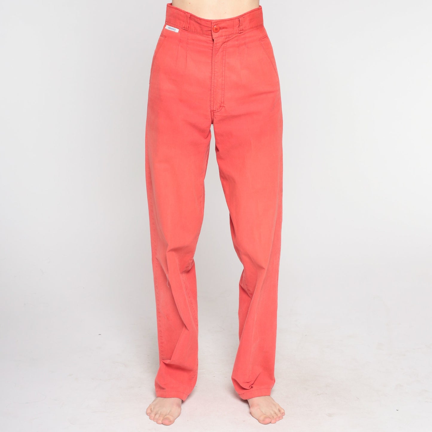 80s Rockies Red Cotton High-Waisted Tapered Trousers Extra Small Tall