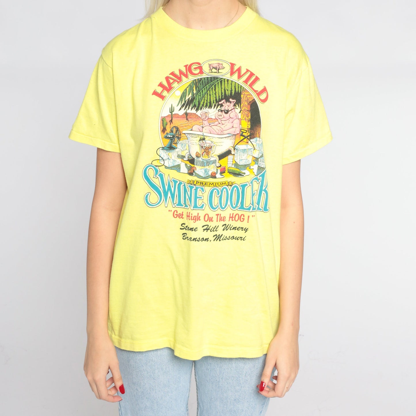 90s Stone Hill Winery Branson Missouri Graphic T-Shirt Yellow Medium