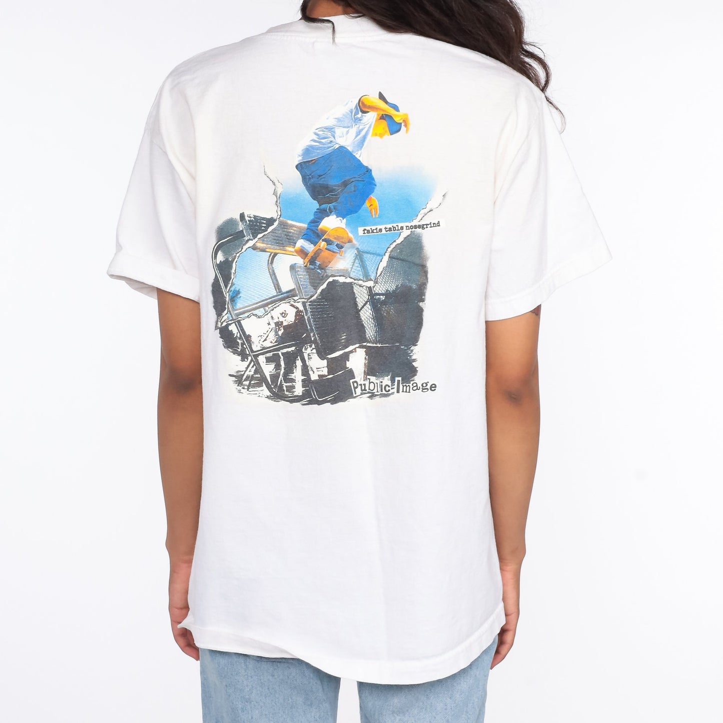 90s Public Image Skateboarding Graphic T-Shirt Cotton Tee Medium Large