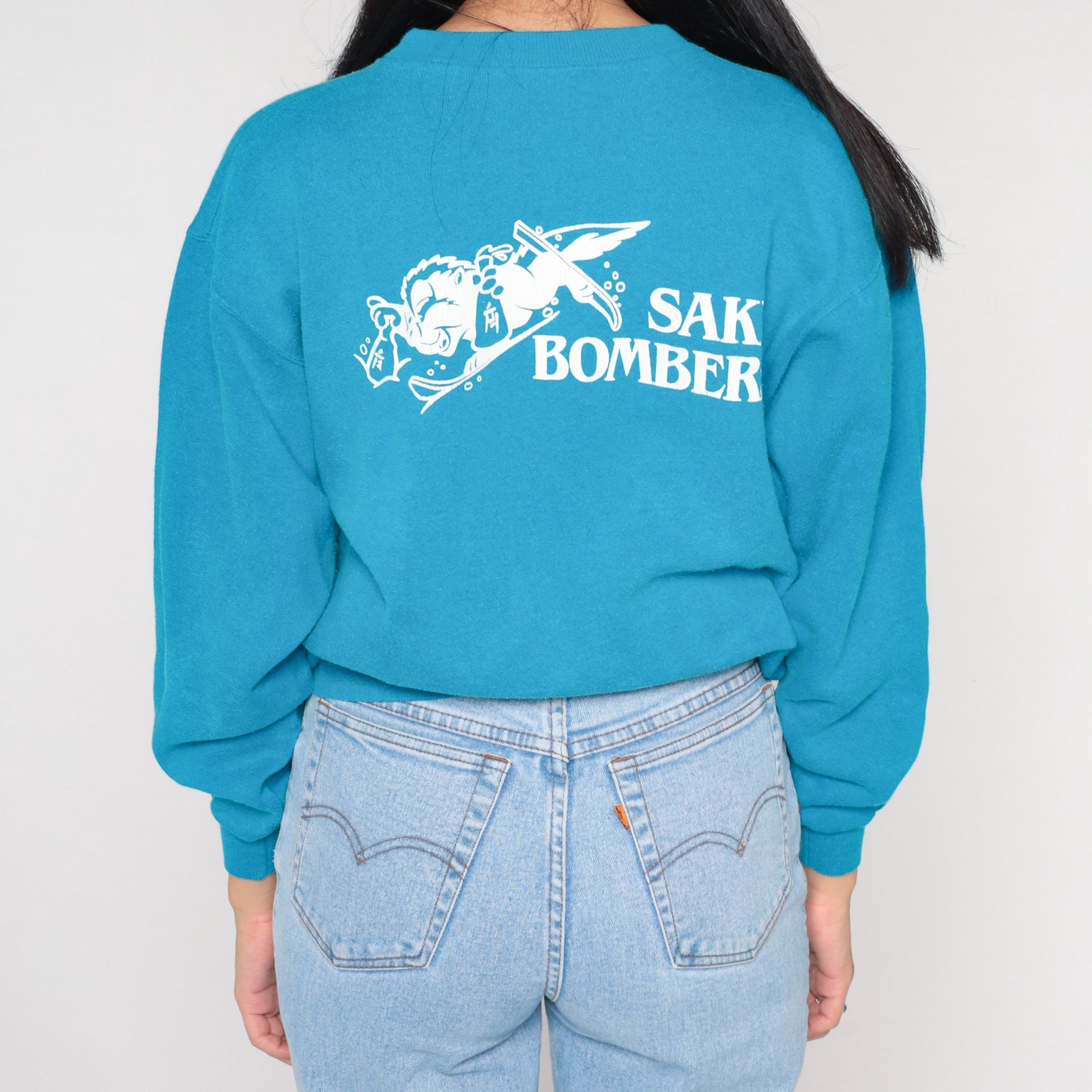90s Sake Bombers Graphic Sweatshirt Blue Crewneck Medium