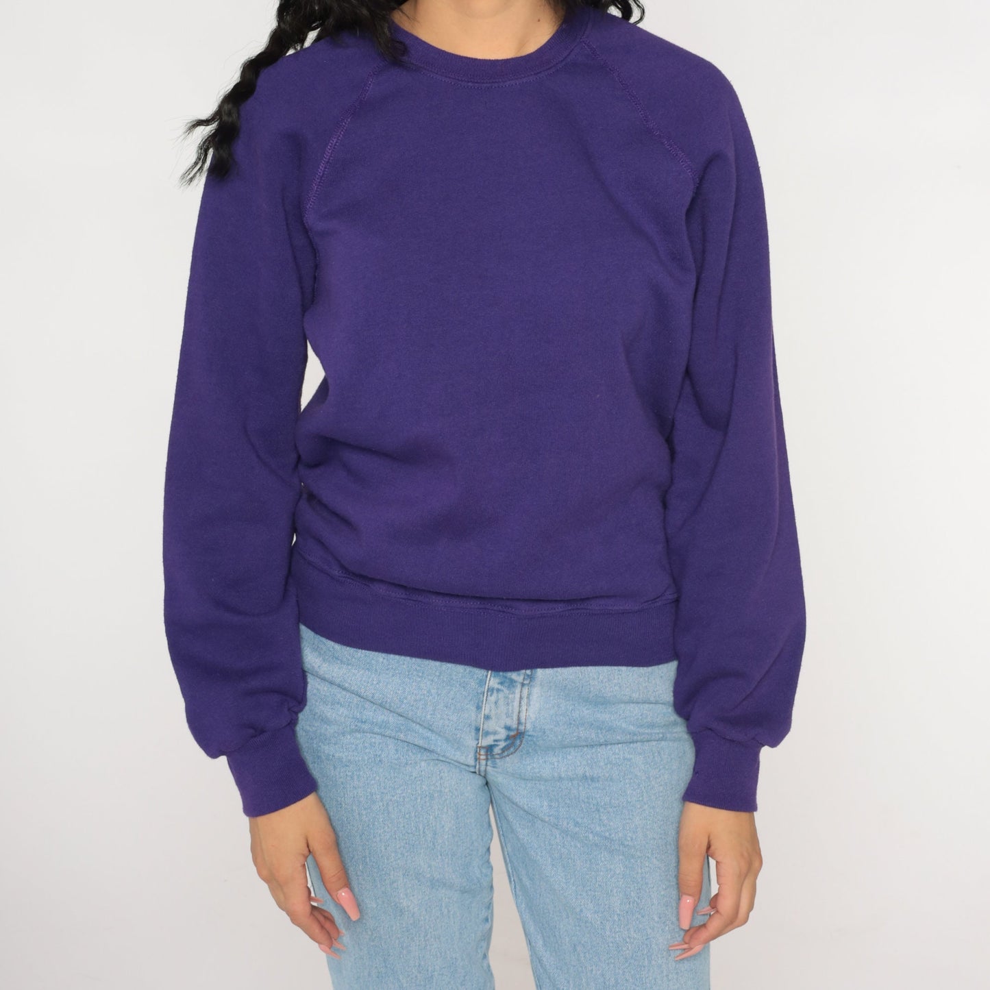90s Purple Raglan Sweatshirt Crewneck Pullover Small S