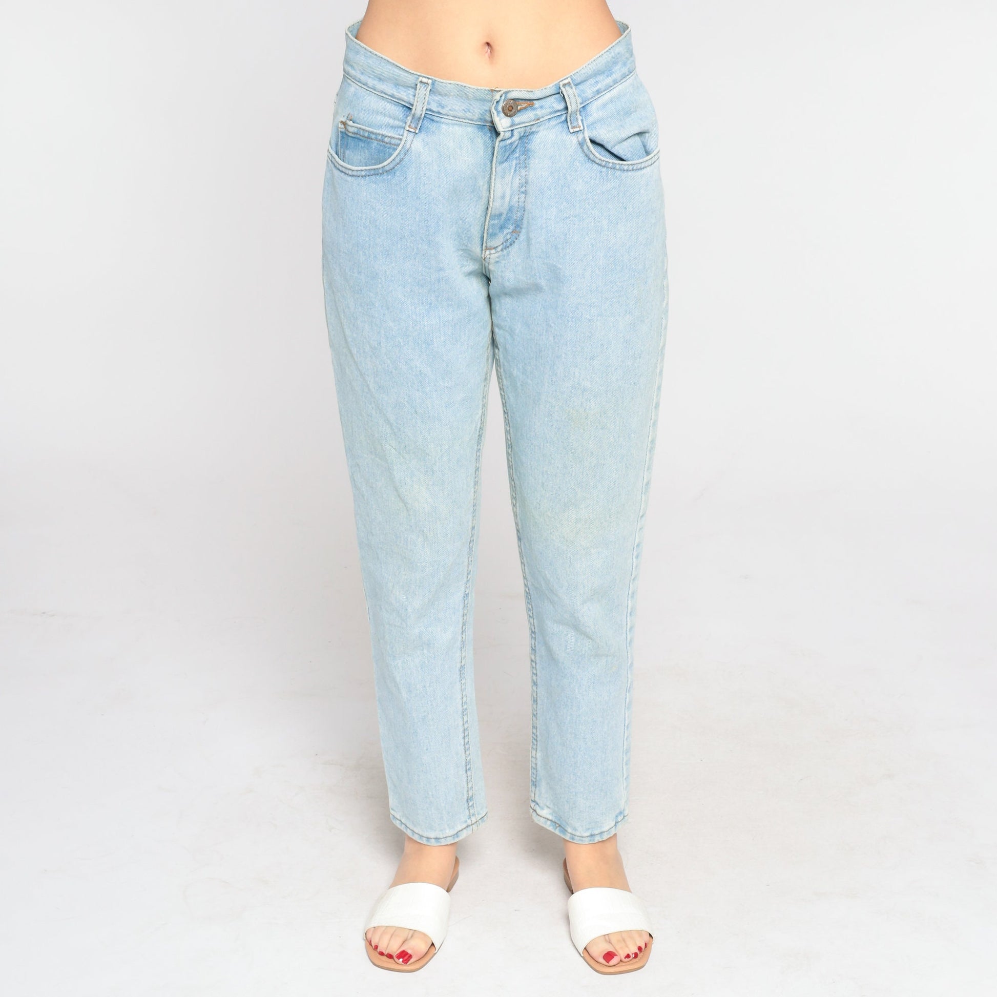 Lee Tapered Jeans 90s Light Wash Mid Rise Denim Blue Petite Medium