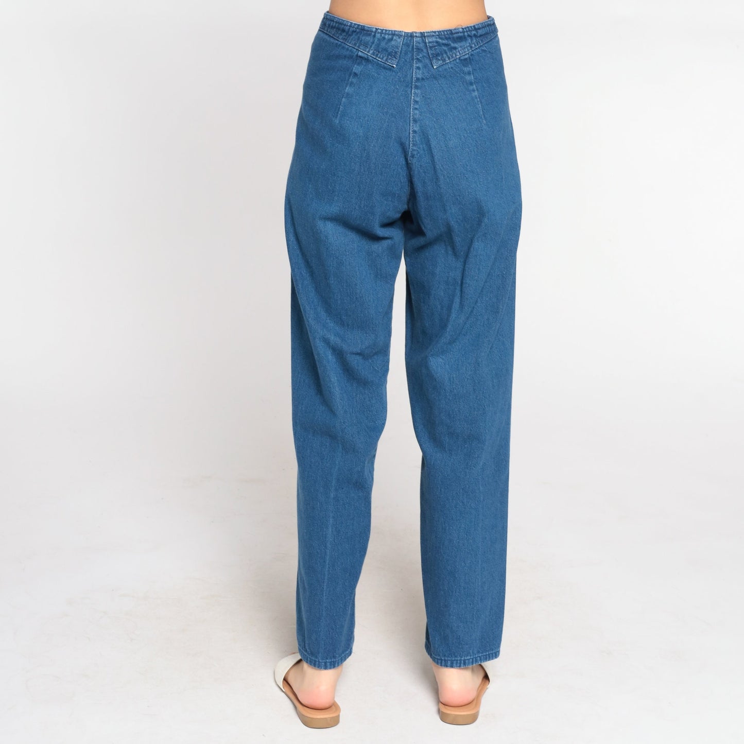 90s High Waisted Straight Leg Jeans Blue Denim Stitchwork Small S