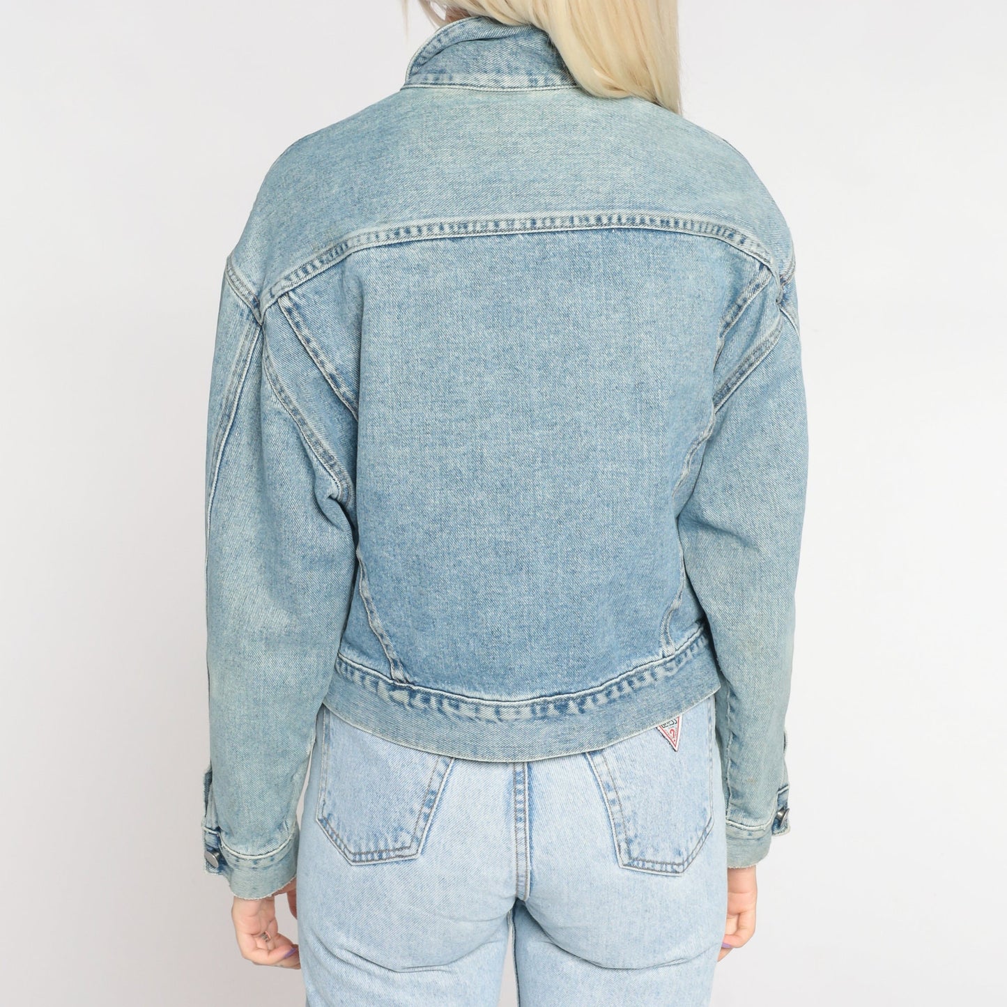 90s Guess Denim Jacket Blue Cropped Jean Coat Small S