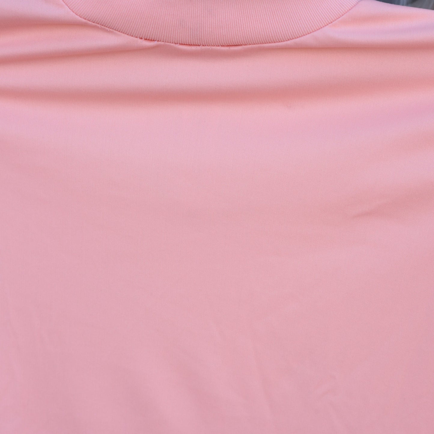 70s Mock Neck Shirt Peach Pink Short Sleeve Blouse Small S