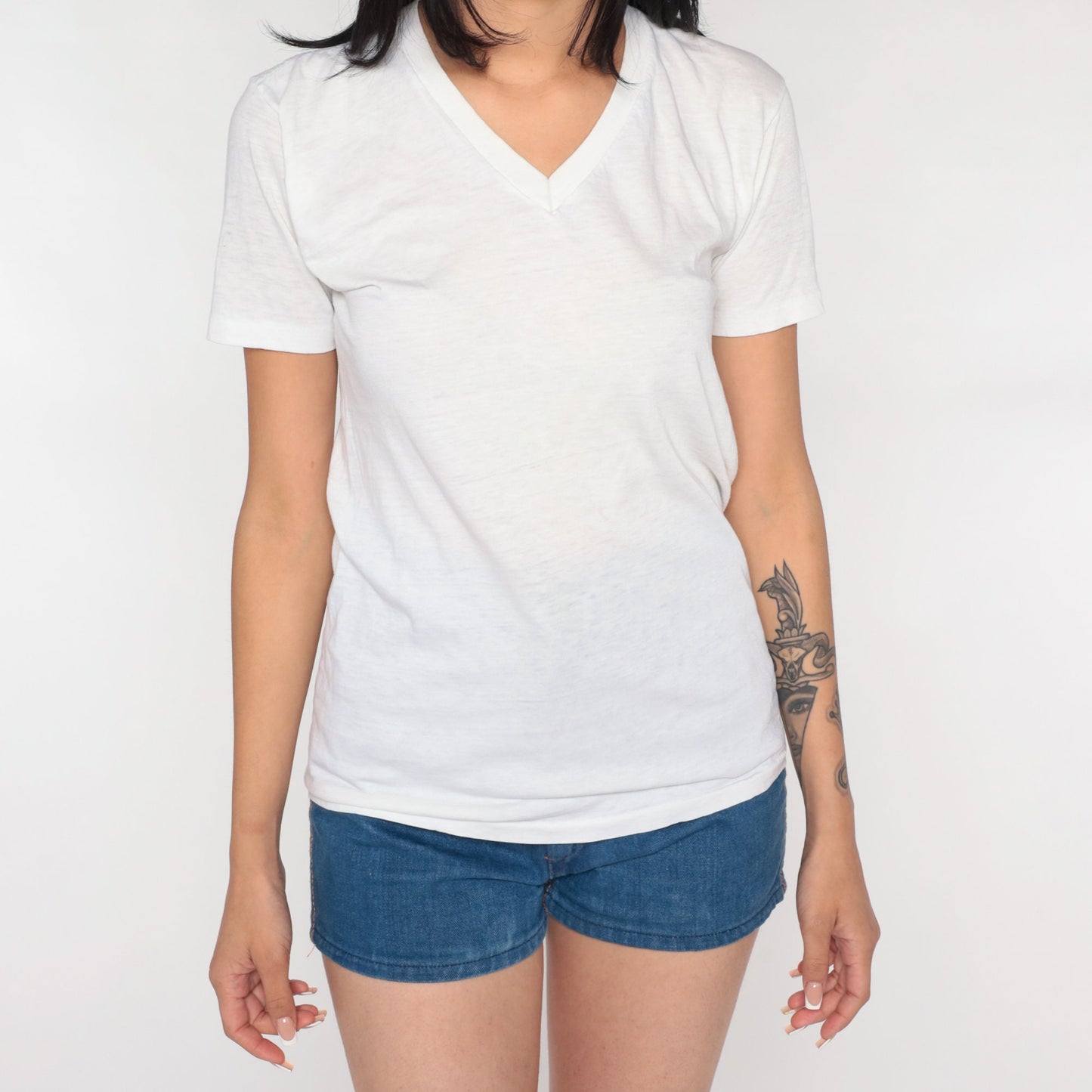 80s Jockey White V-Neck T-Shirt Cotton Undershirt Medium