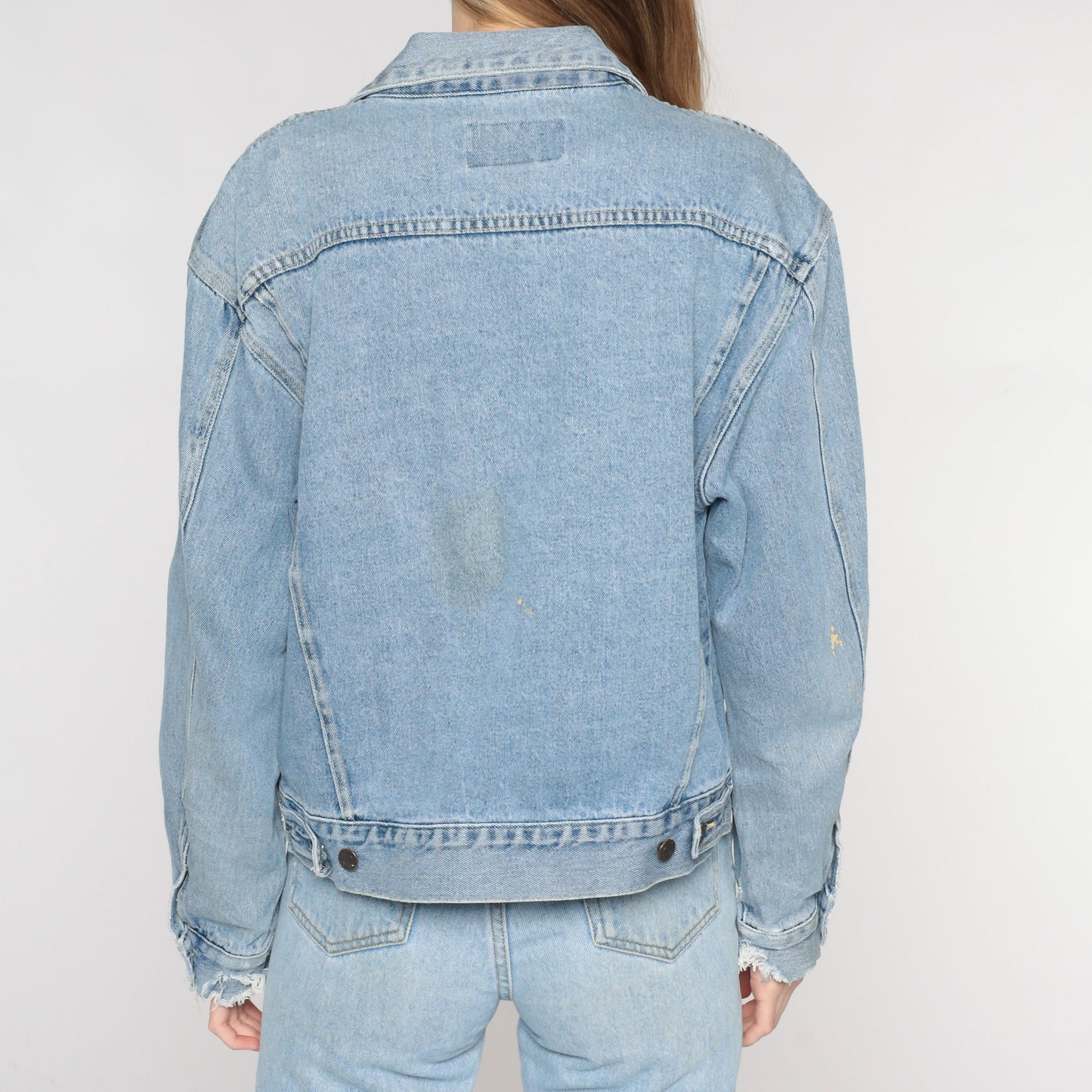 Y2K Blue Denim Jacket Button-Up Jean Jacket Cotton Medium M