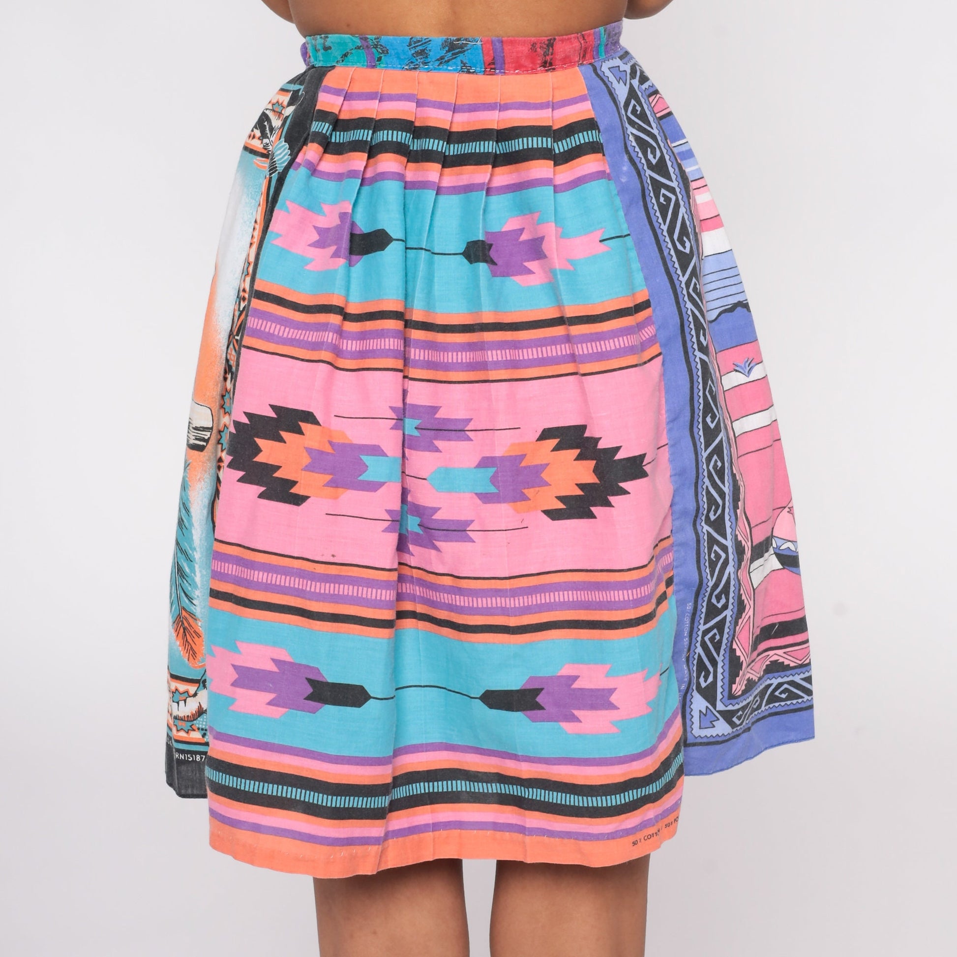 90s Southwestern Mini Skirt Cow Skull Bandana High Waisted XXS