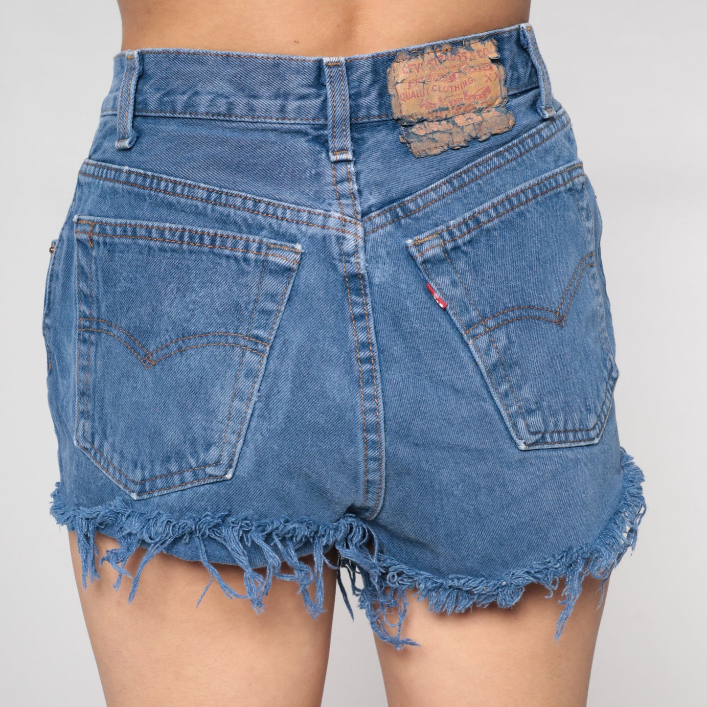 Levi's Y2K Overdyed Denim Cutoff Shorts High Rise Blue Frayed Small S
