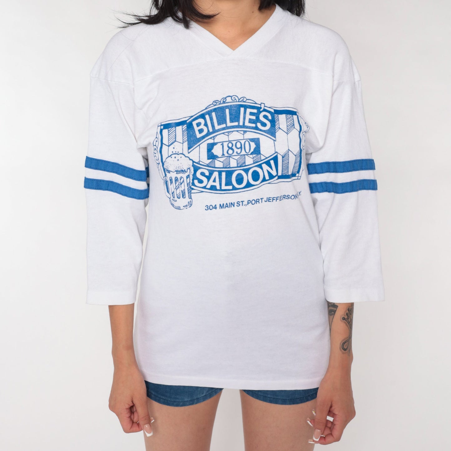 80s Billie's 1890 Saloon Port Jefferson NY Graphic T-Shirt White Small
