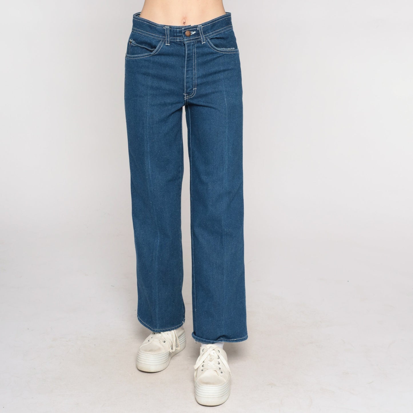 80s Delance High-Waist Straight-Leg Jeans Dark Blue Denim Small
