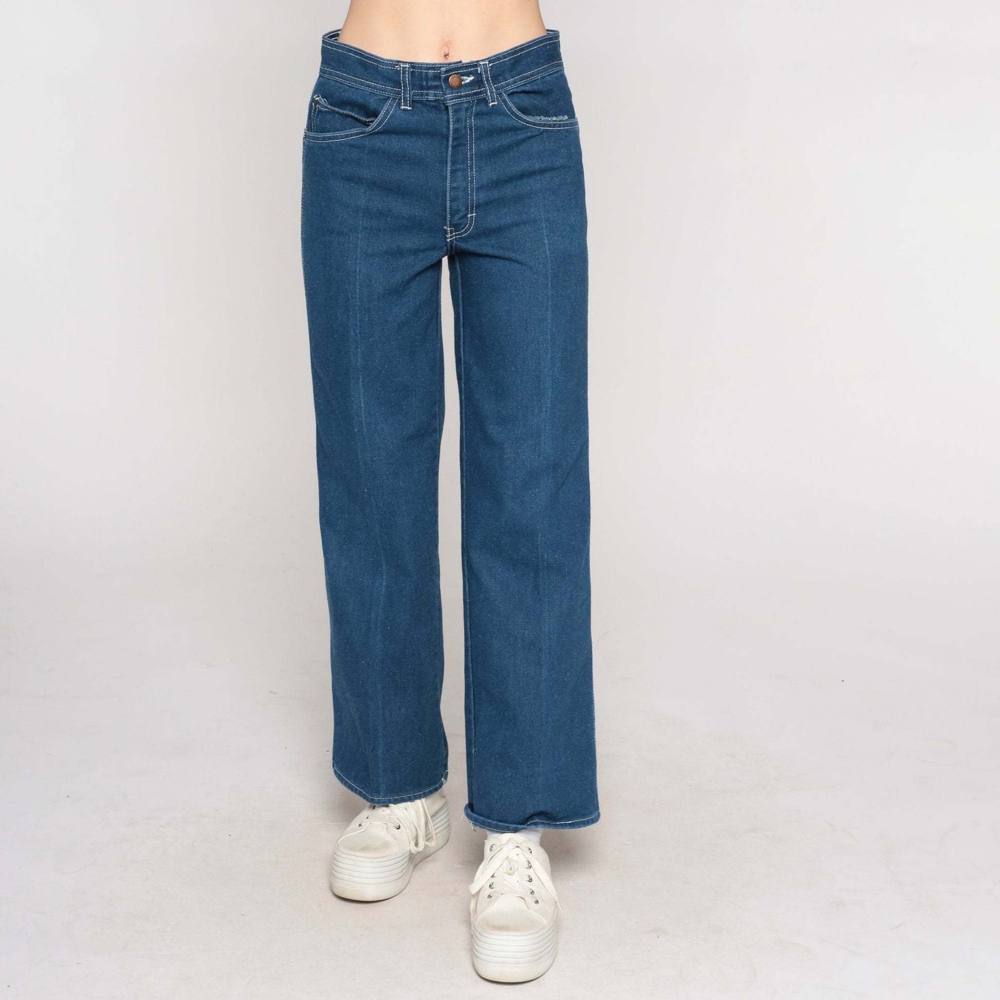 80s Delance High-Waist Straight-Leg Jeans Dark Blue Denim Small