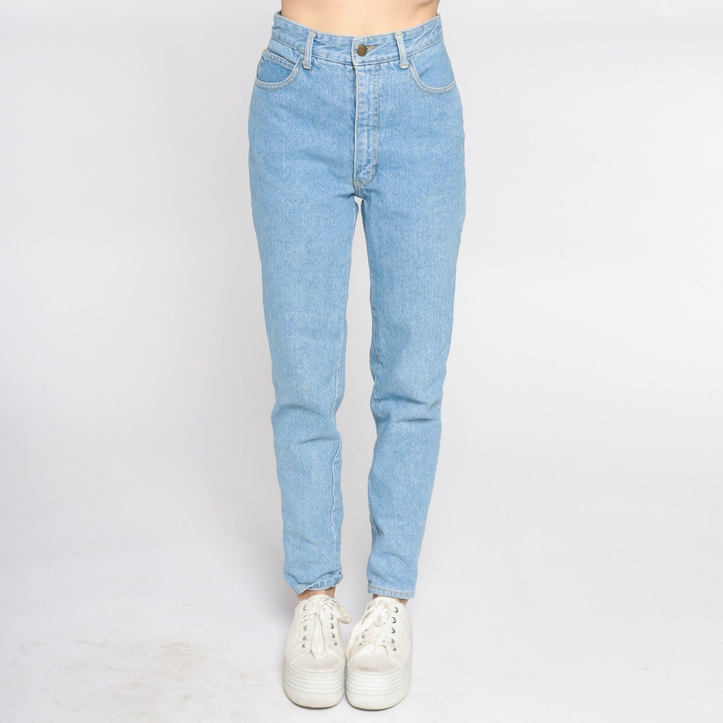 90s Paris Blues High Waist Tapered Mom Jeans Blue Denim Extra Small