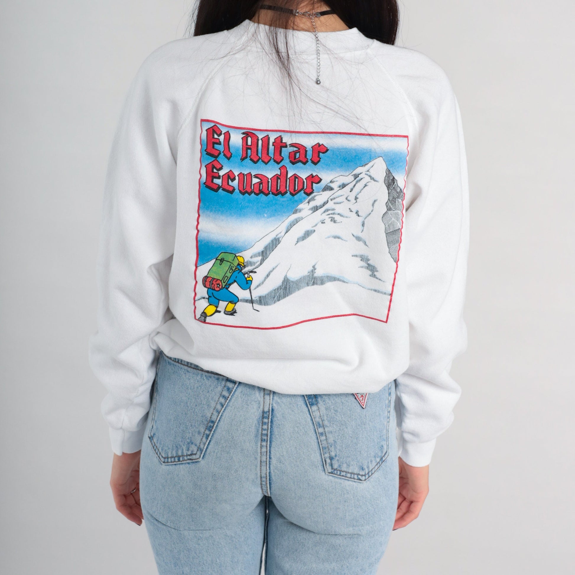 90s Steve Untch Adventures El Altar Ecuador Mountain Sweatshirt White Medium