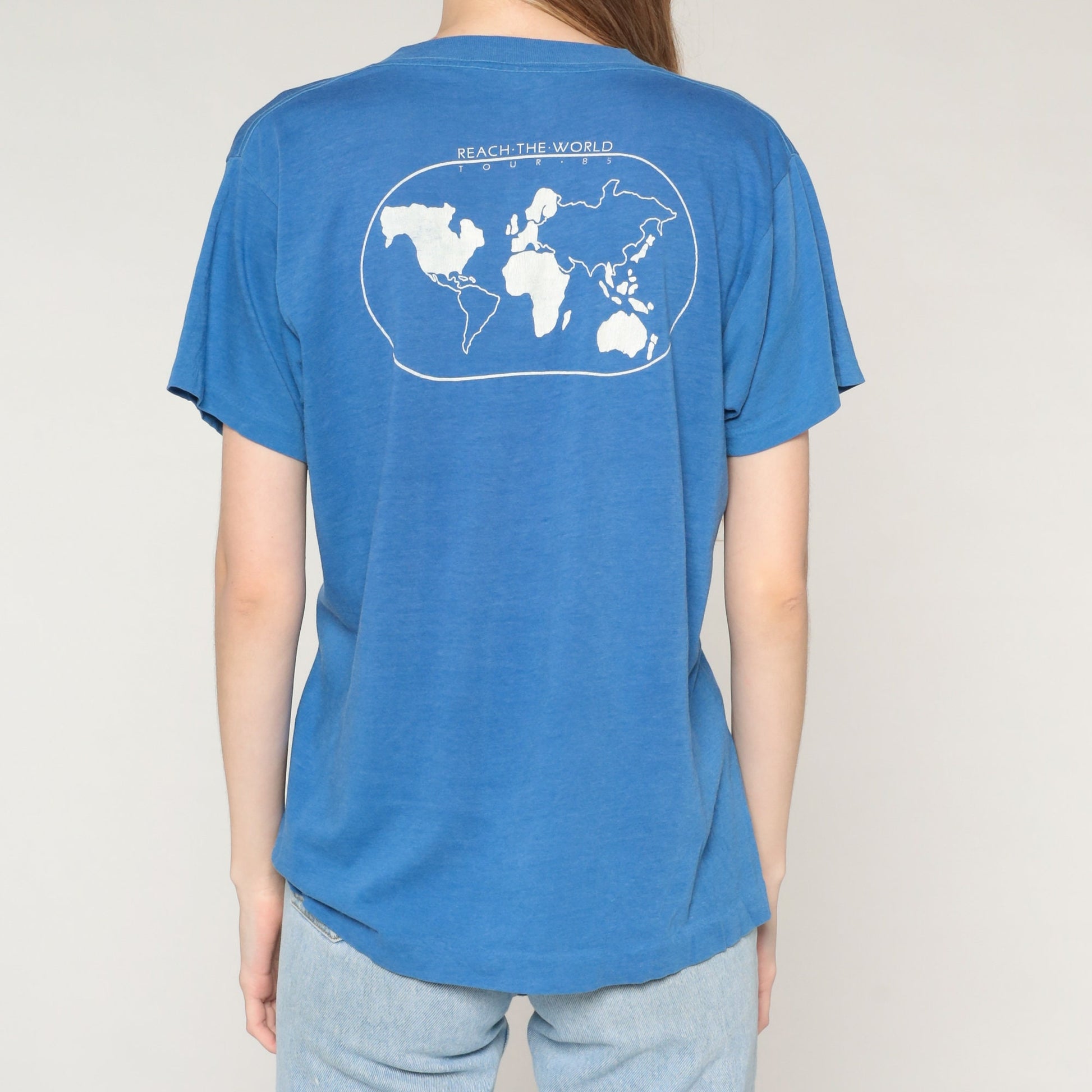 80s Silverwind Reach The World Tour Band Tee Blue Graphic Single Stitch Medium