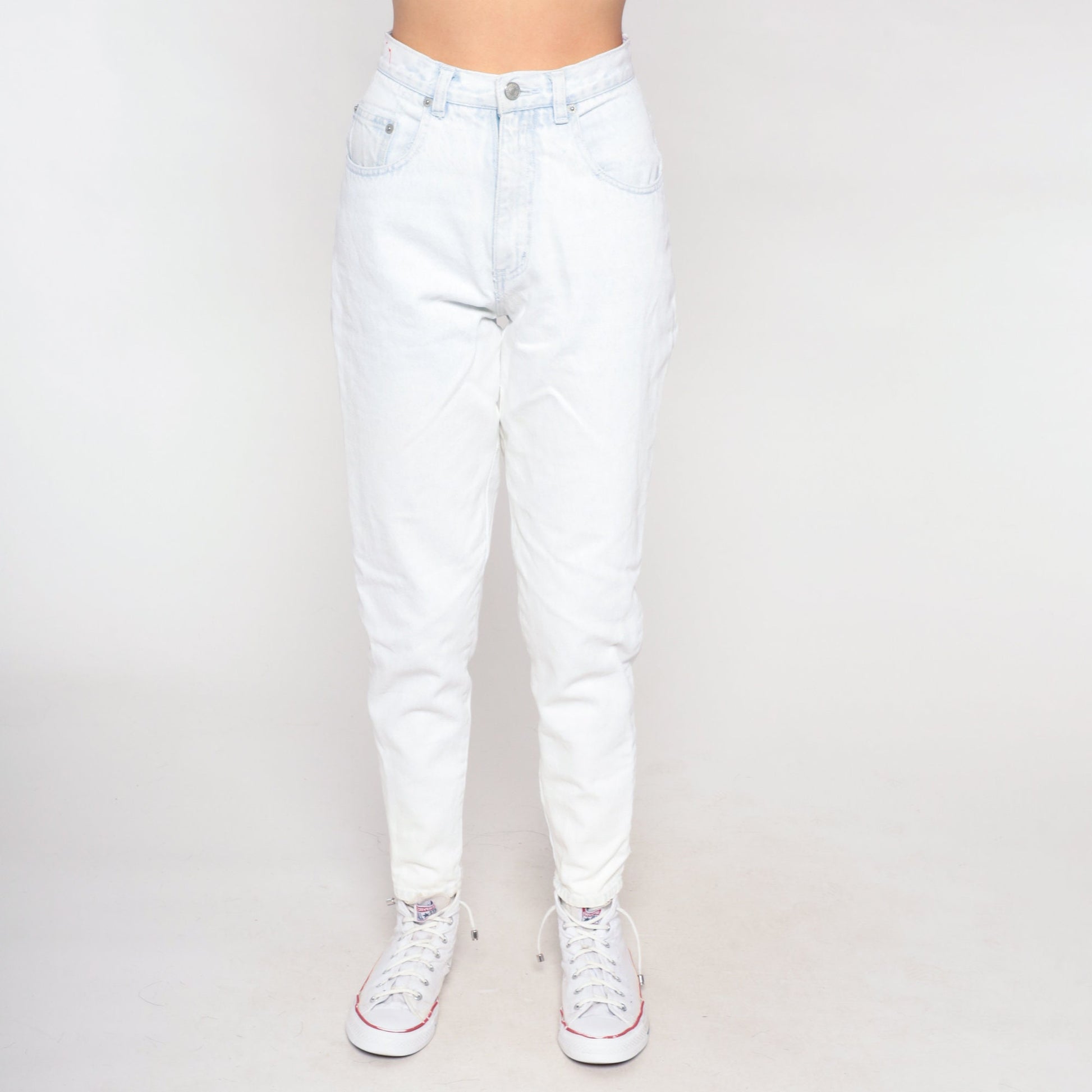 90s Jordache High Waisted Skinny Mom Jeans Pale Blue Denim Ankle Cutout Extra Small