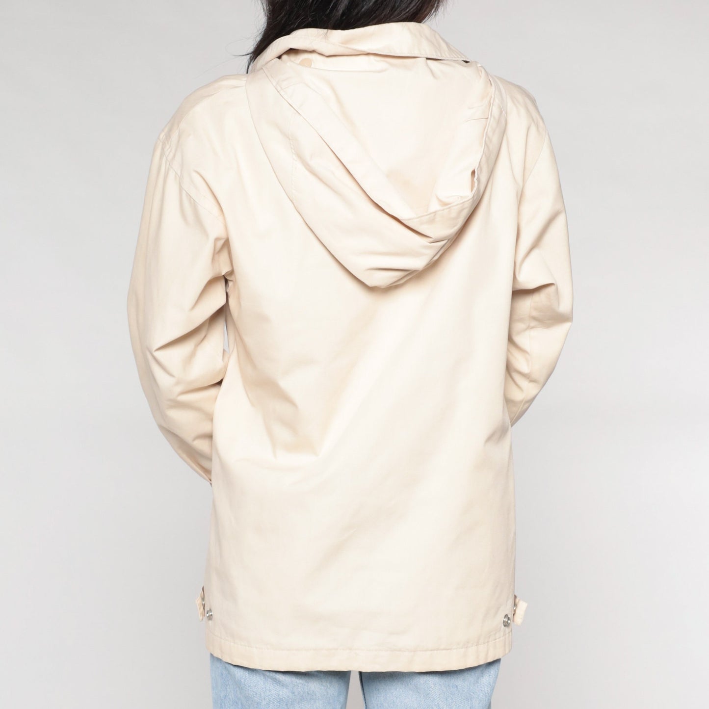 90s London Fog Cream Hooded Windbreaker Jacket Small S