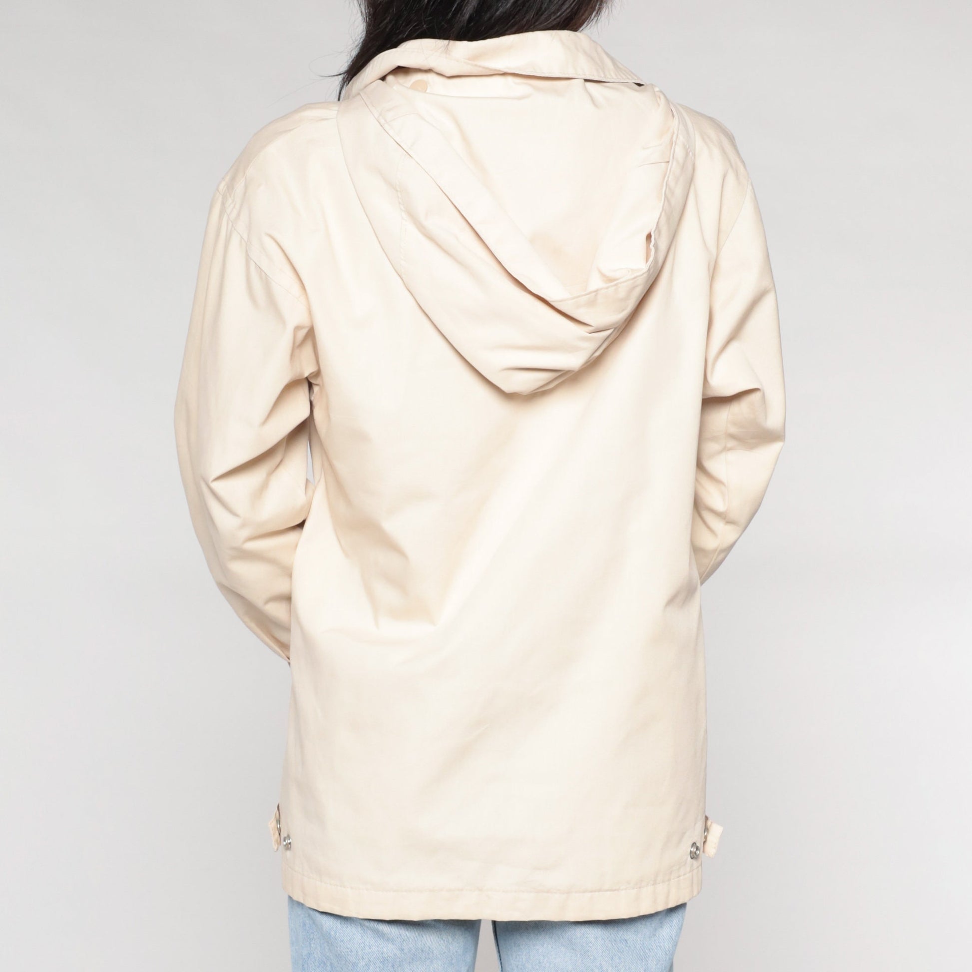 90s London Fog Cream Hooded Windbreaker Jacket Small S