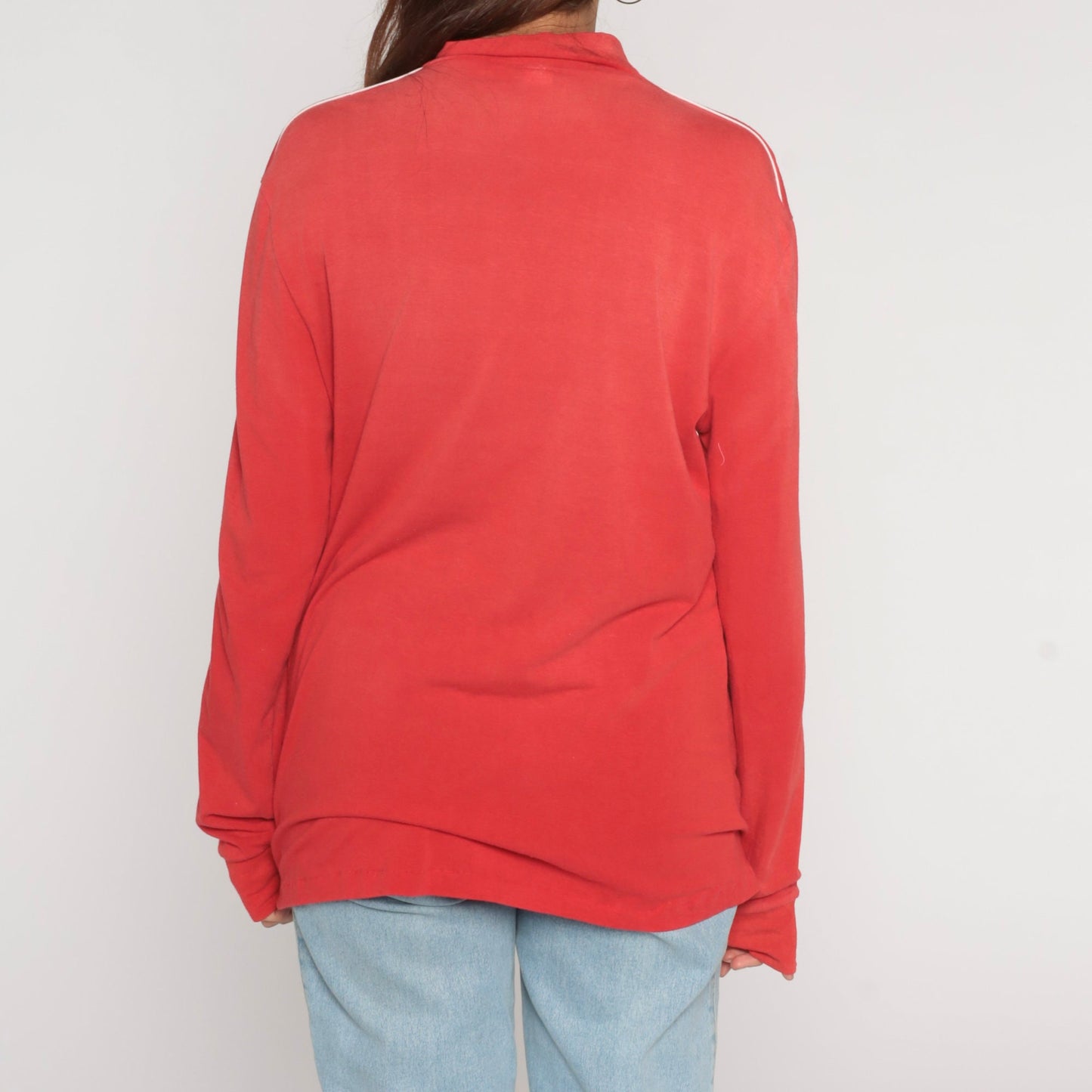 90s Sporthill Quarter Zip Long Sleeve Shirt Red White Stripe Large L