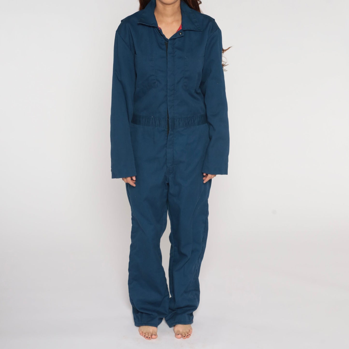 90s Walls Insulated Coverall Jumpsuit Dark Blue Quilted Workwear Medium