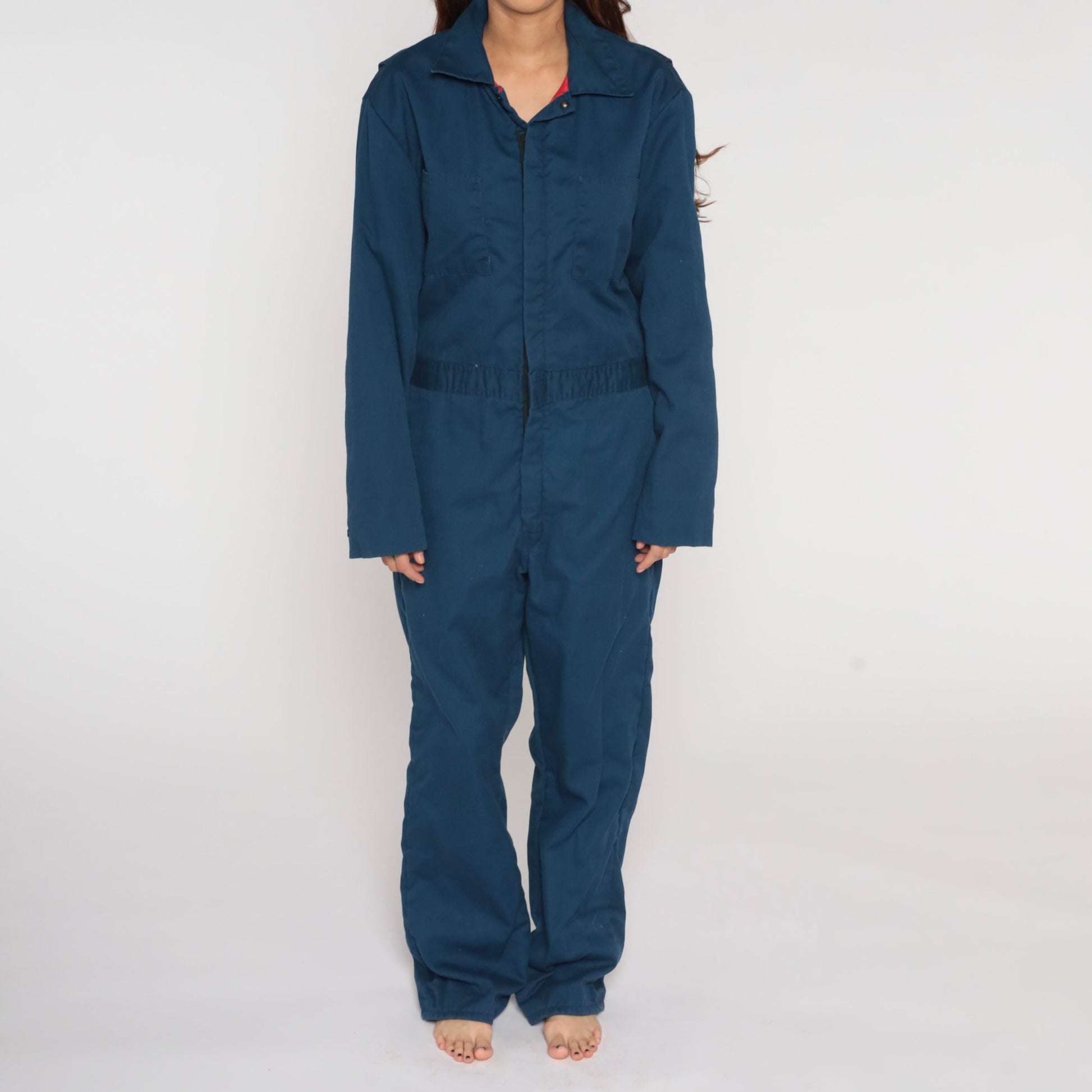 90s Walls Insulated Coverall Jumpsuit Dark Blue Quilted Workwear Medium