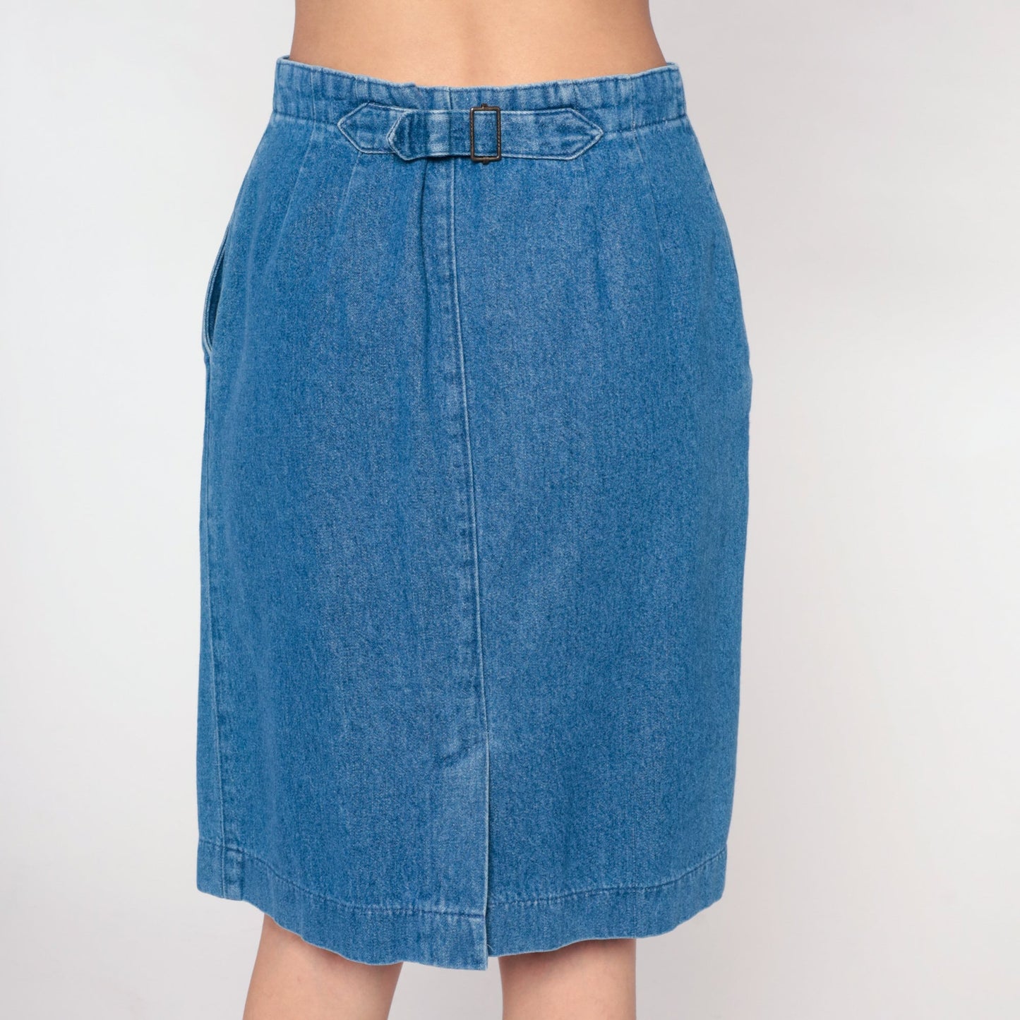 90s High-Waisted Denim Mini Skirt Blue Pencil Cut Small 6