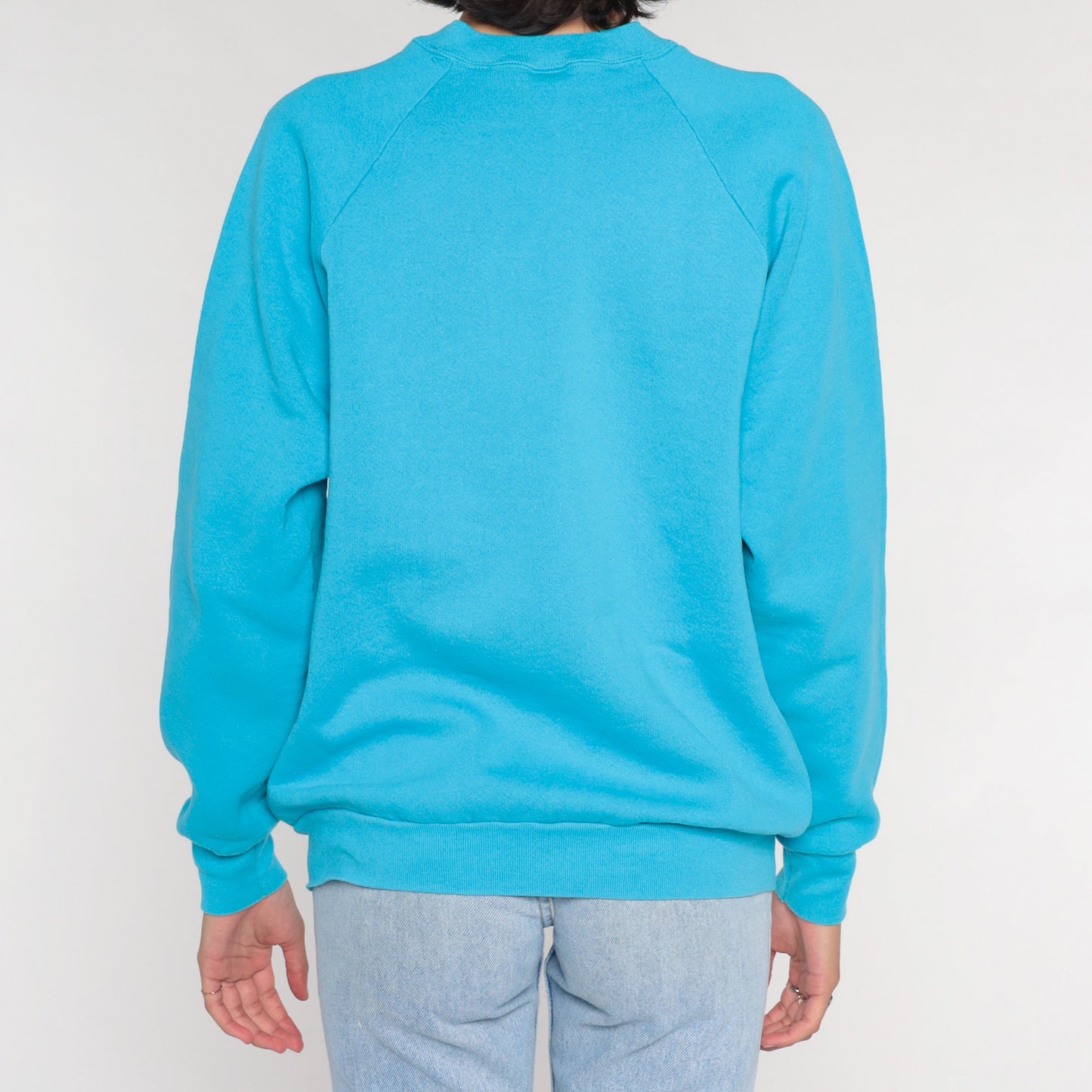 1993 Yukon Quest Dogsled Race Sweatshirt Blue Raglan Graphic Medium