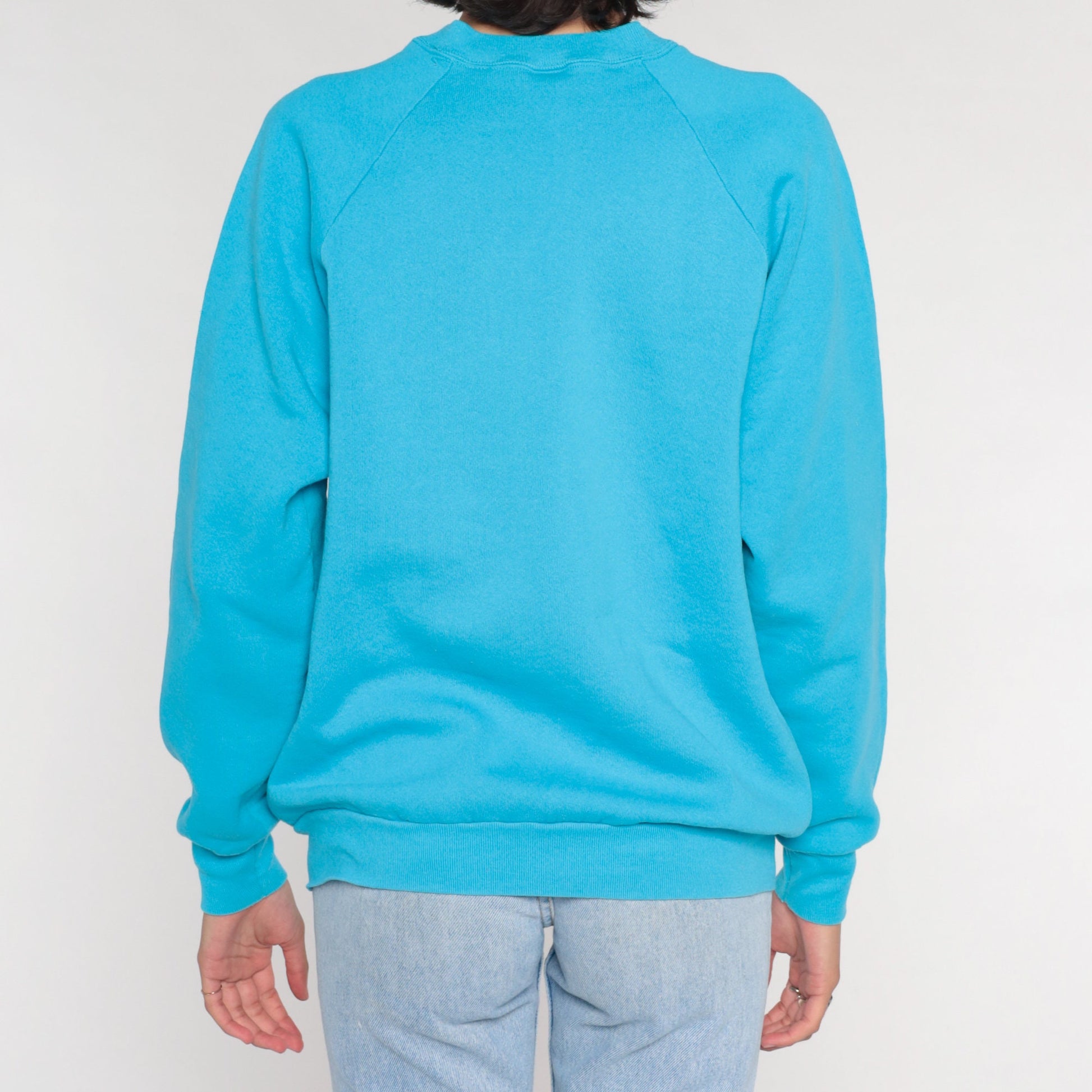 1993 Yukon Quest Dogsled Race Sweatshirt Blue Raglan Graphic Medium
