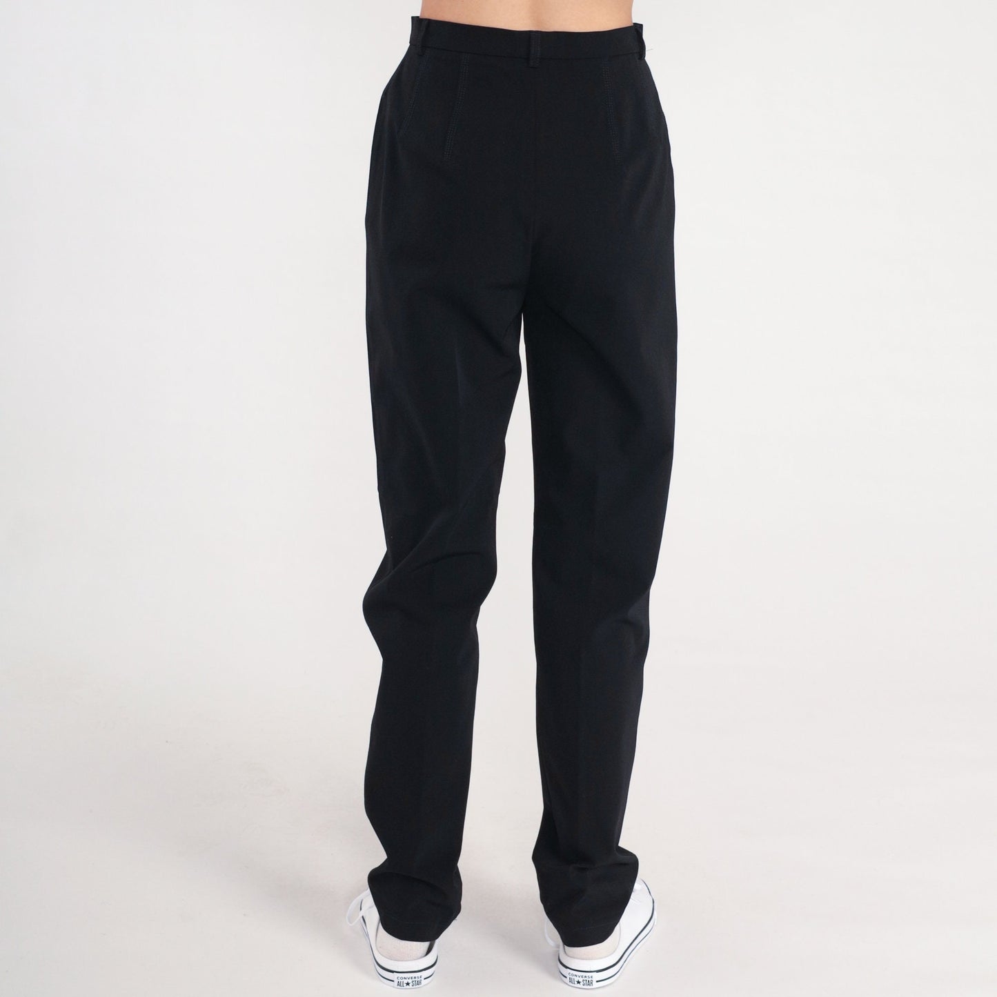 90s Mondi Black Tapered High-Waist Trousers Small